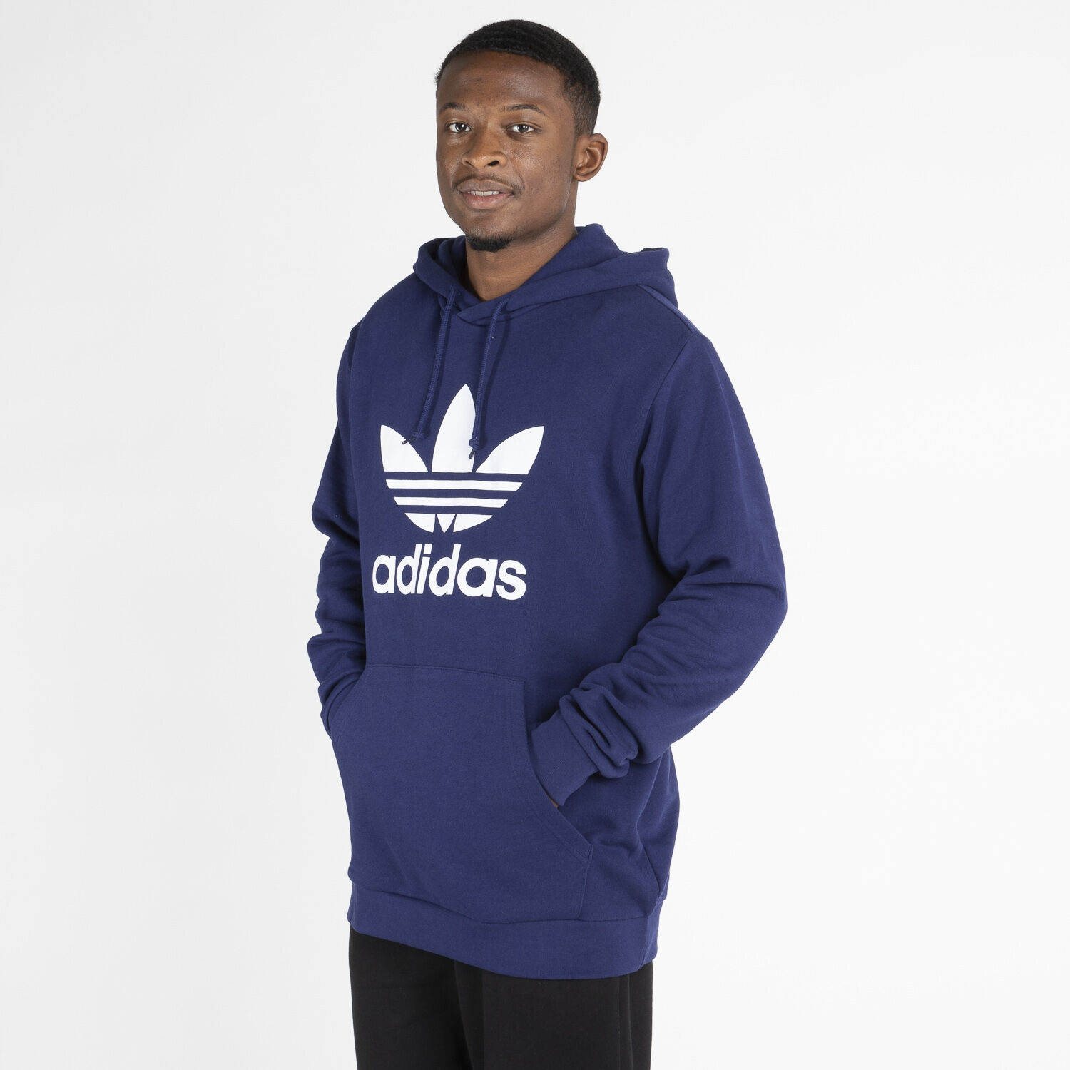 Adidas trefoil hoodie navy blue top
