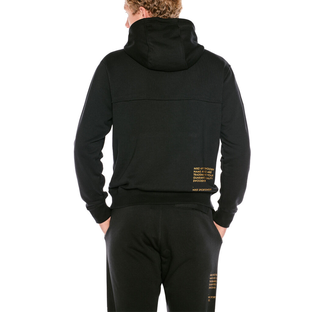 NIKE SPORTSWEAR SWOOSH HOODIE SWEATSHIRT black and gold AW LAB