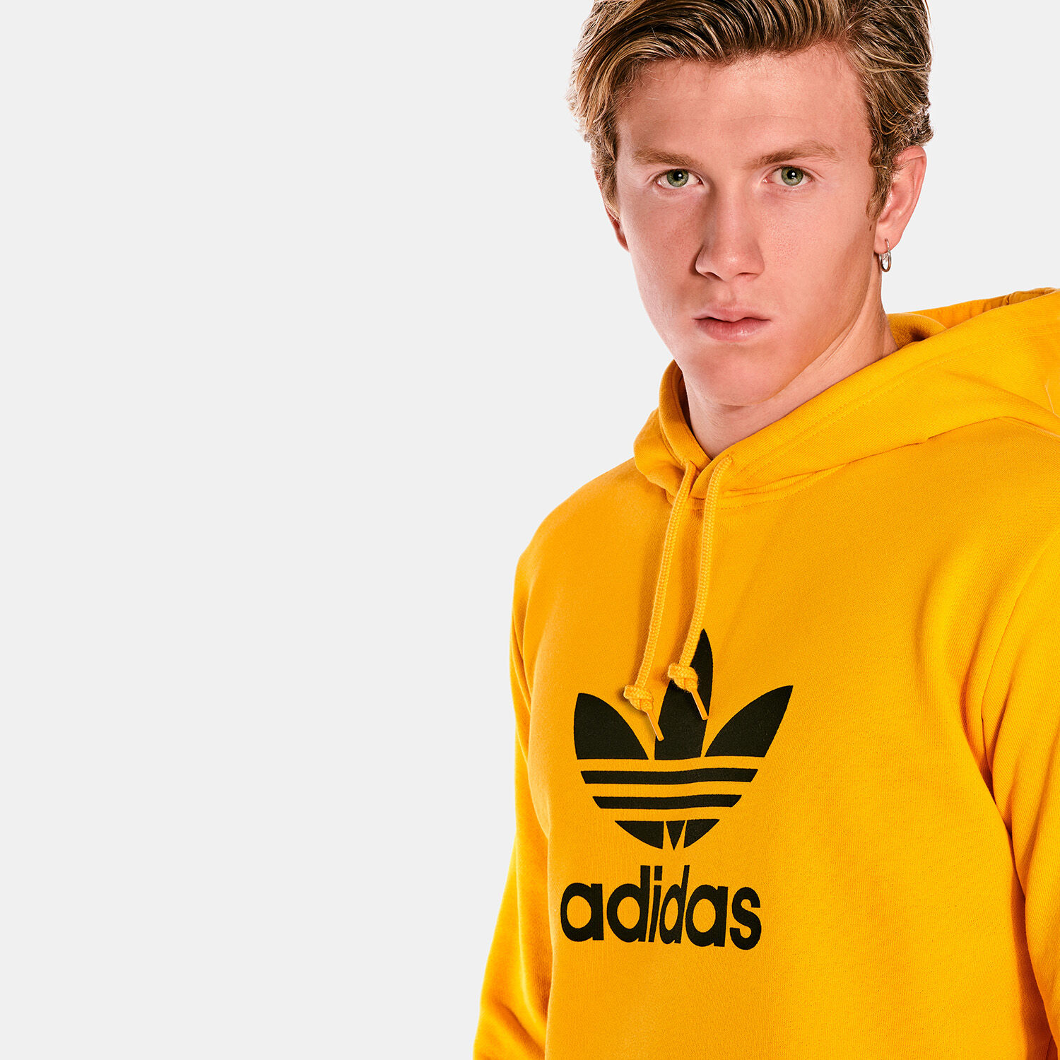 Adidas trefoil yellow hoodie top
