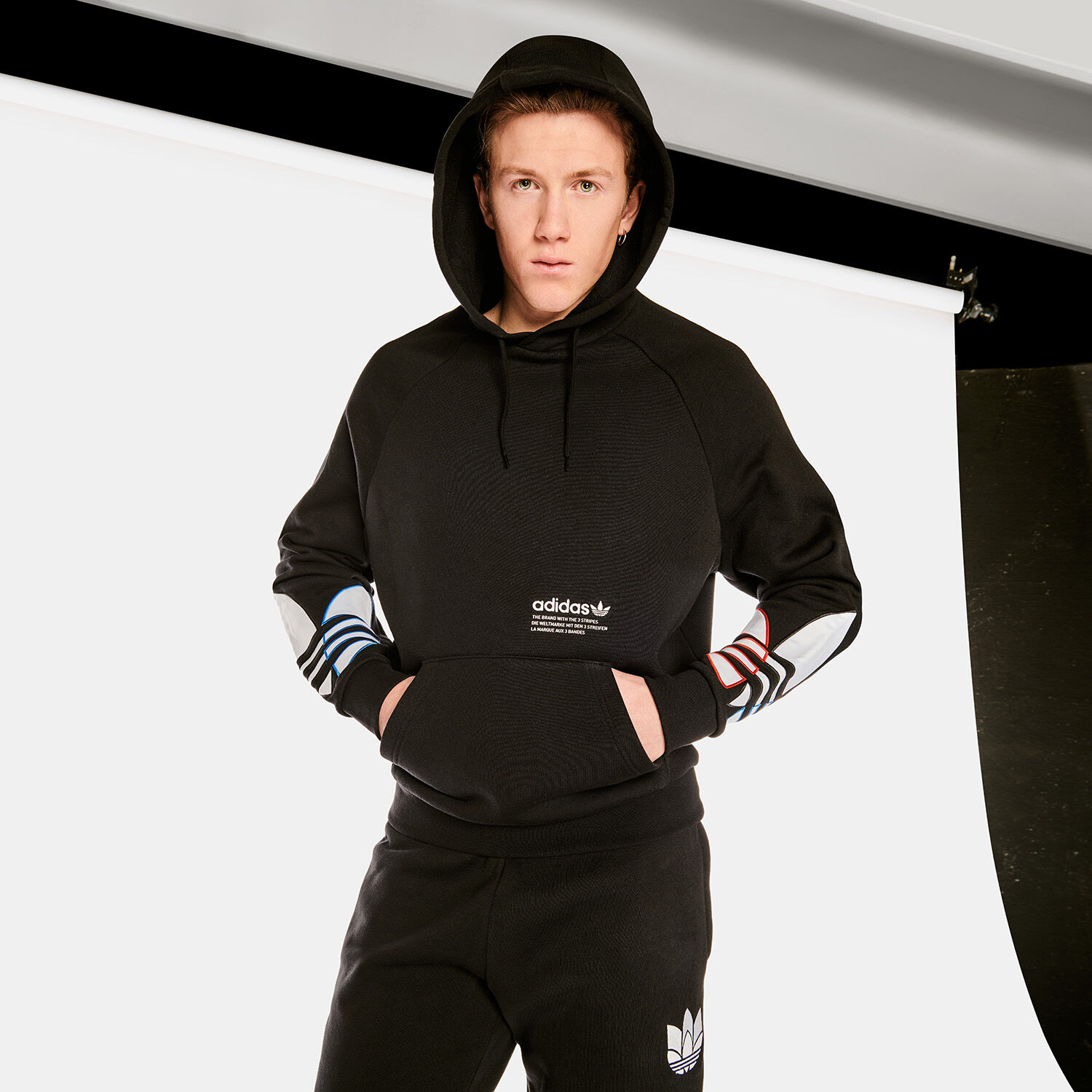 Adidas tri color deals hoodie