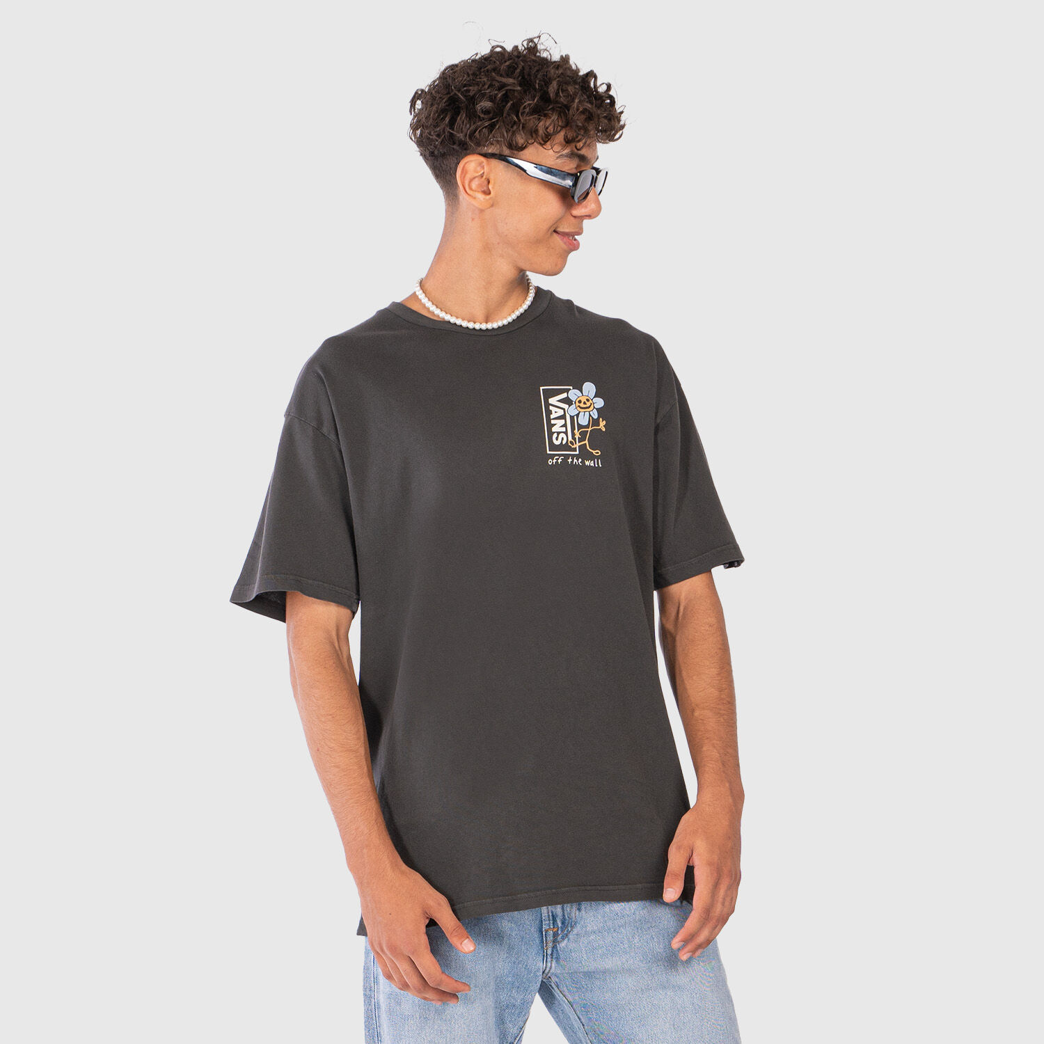 Vans Trippy Grin Floral T shirt grey and white AW LAB
