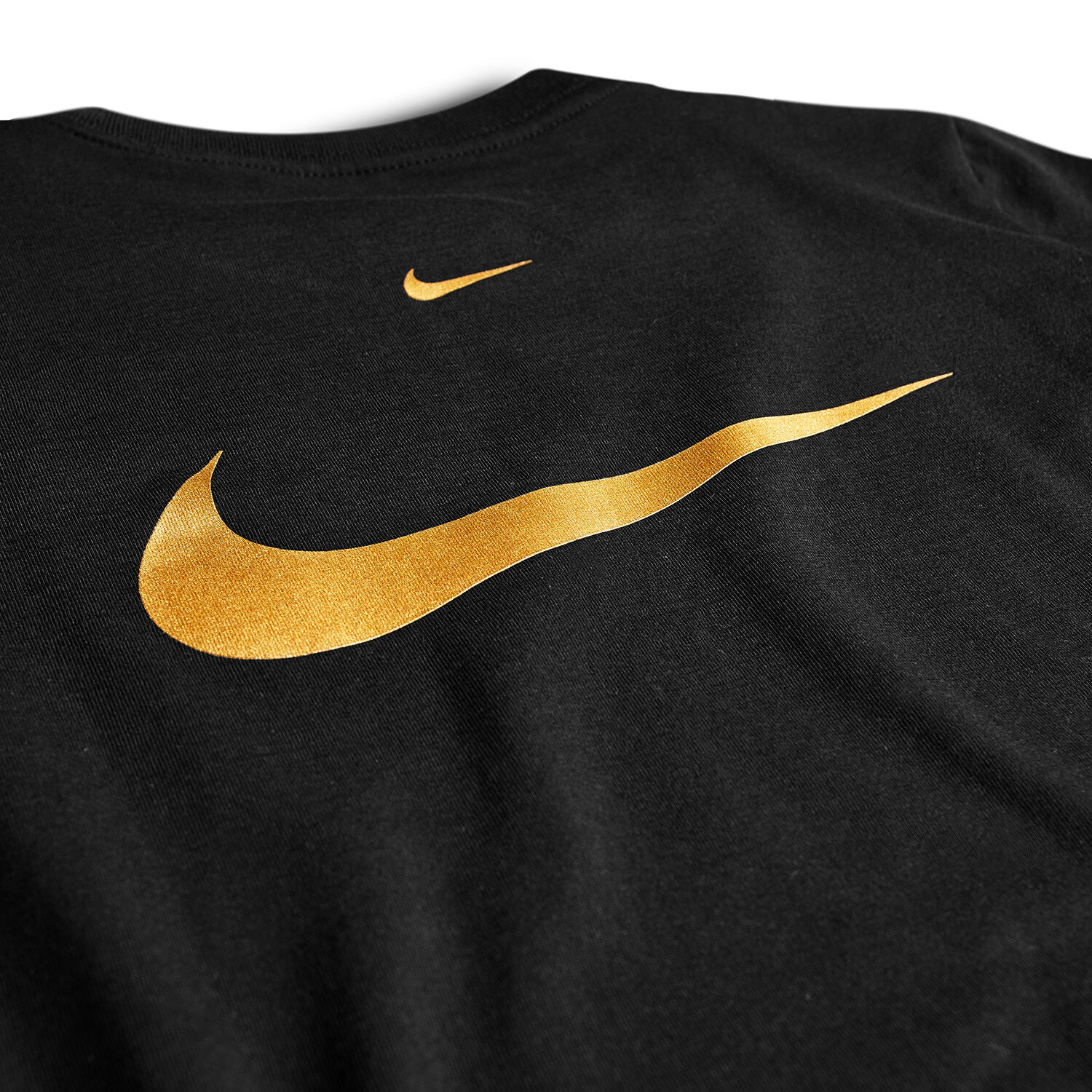 NIKE SPORTSWEAR SWOOSH T SHIRT black and gold AW LAB