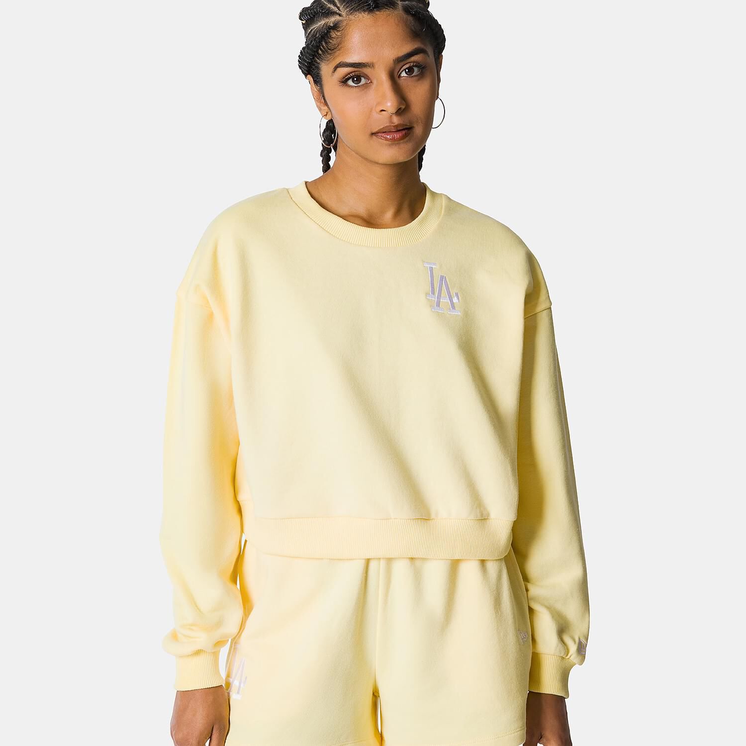 New Era LA Dodgers MLB League Essential hoodie in yellow and white AW LAB