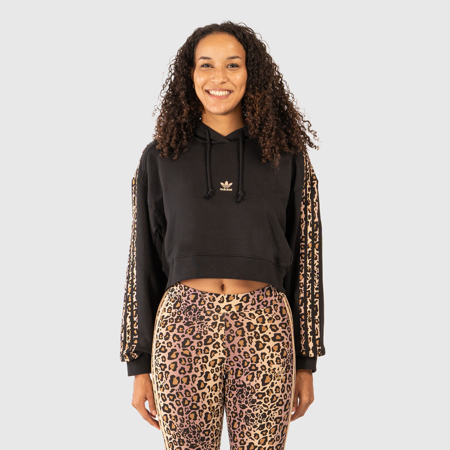 Felpa adidas Originals Logo nera e animalier AW LAB