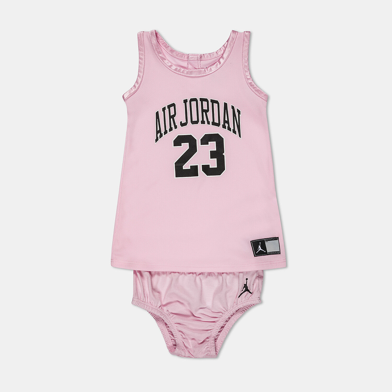 Pink and black infant jordans top