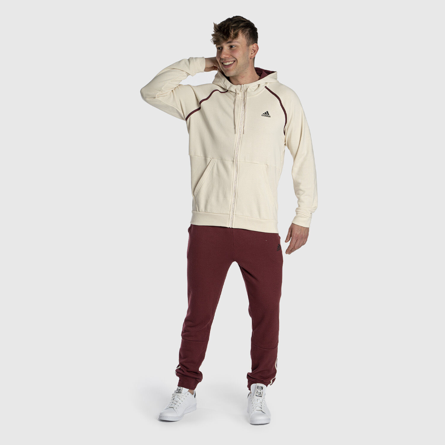 Adidas tan tape hoodie deals
