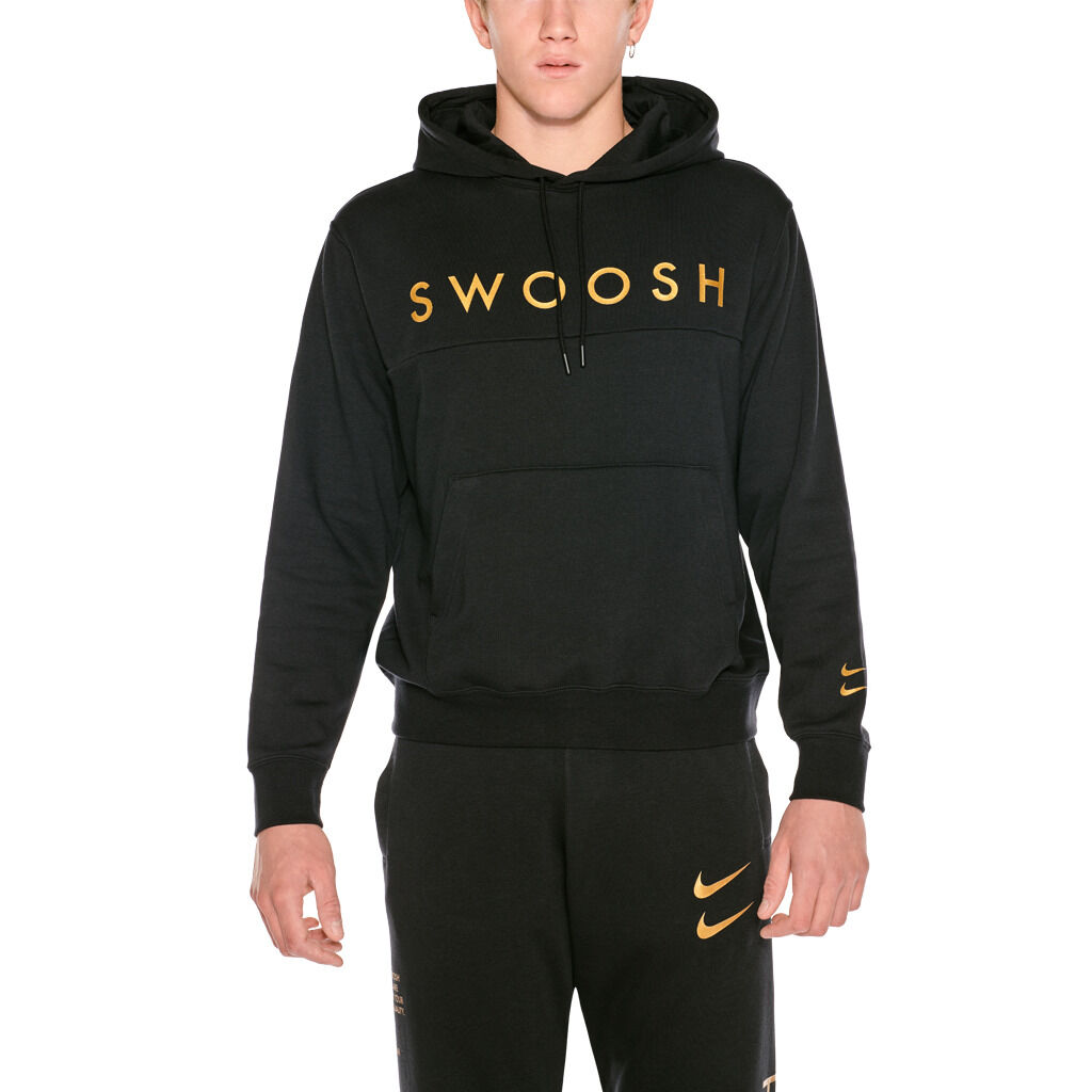 NIKE SPORTSWEAR SWOOSH HOODIE SWEATSHIRT black and gold AW LAB