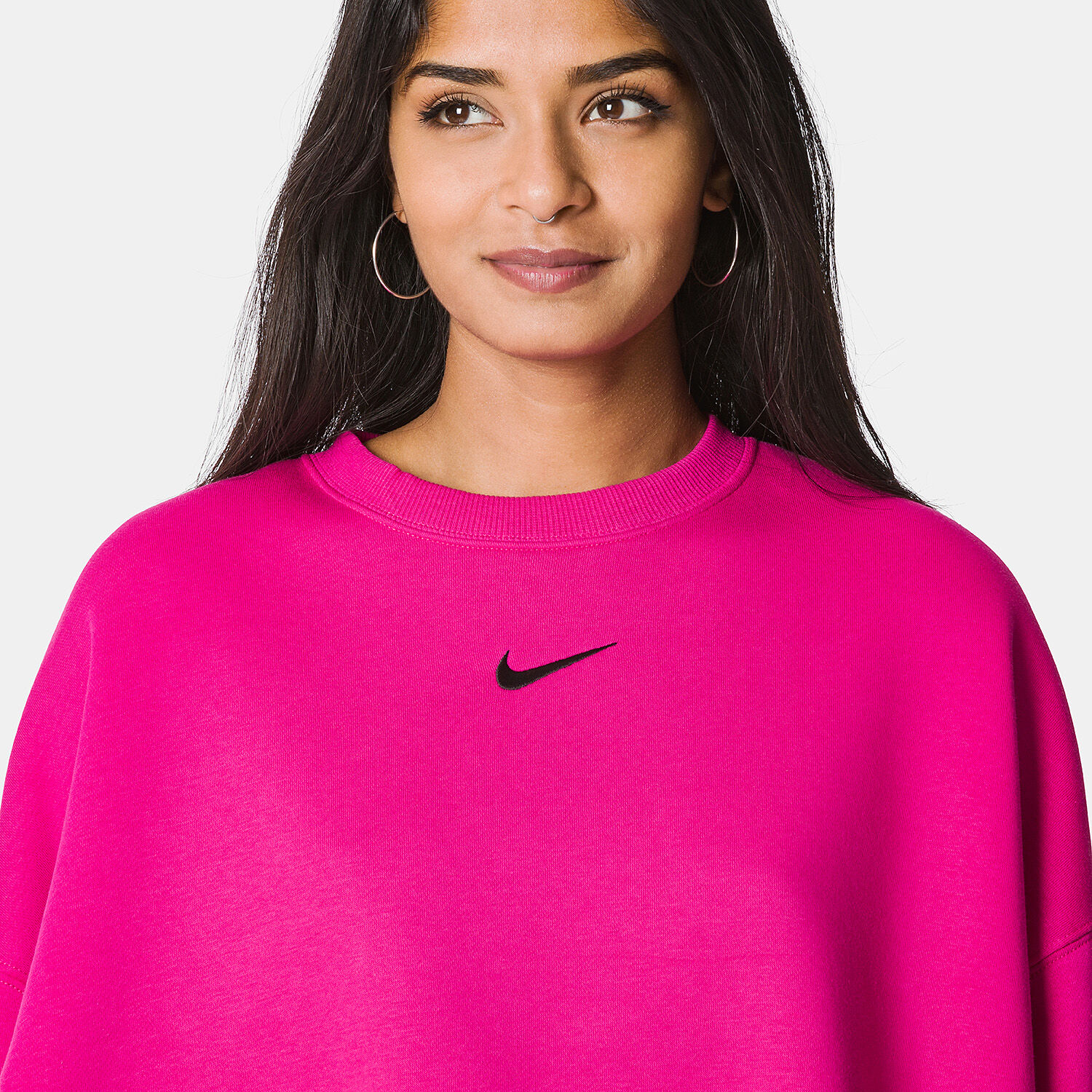 Nike Sportswear Phoenix Fleece sweatshirt black and fuchsia AW LAB