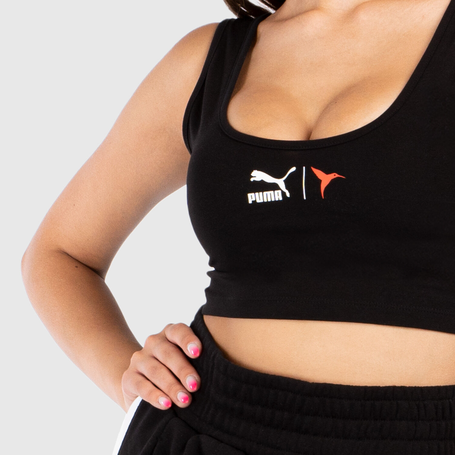 Top Puma Crop x Ushuaia nero bianco e rosso AW LAB