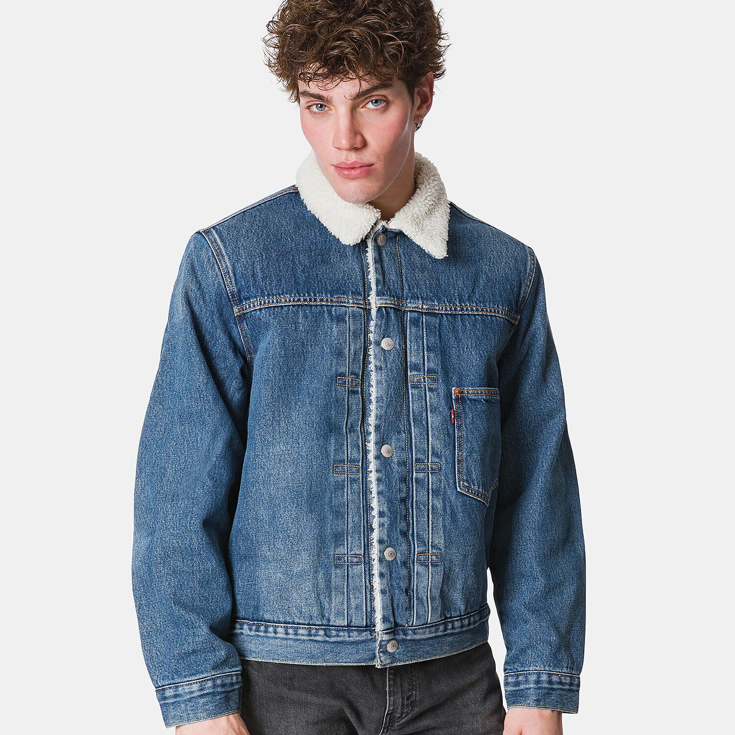 Levis sherpa sales jacket dark blue