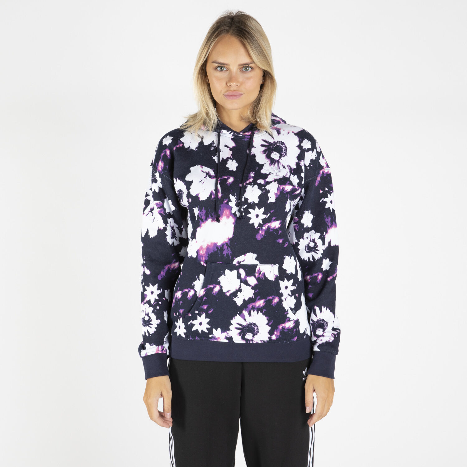 ADIDAS ADICOLOR ESSENTIALS BLACK FLEECE HOODIE FOR WOMEN AW LAB