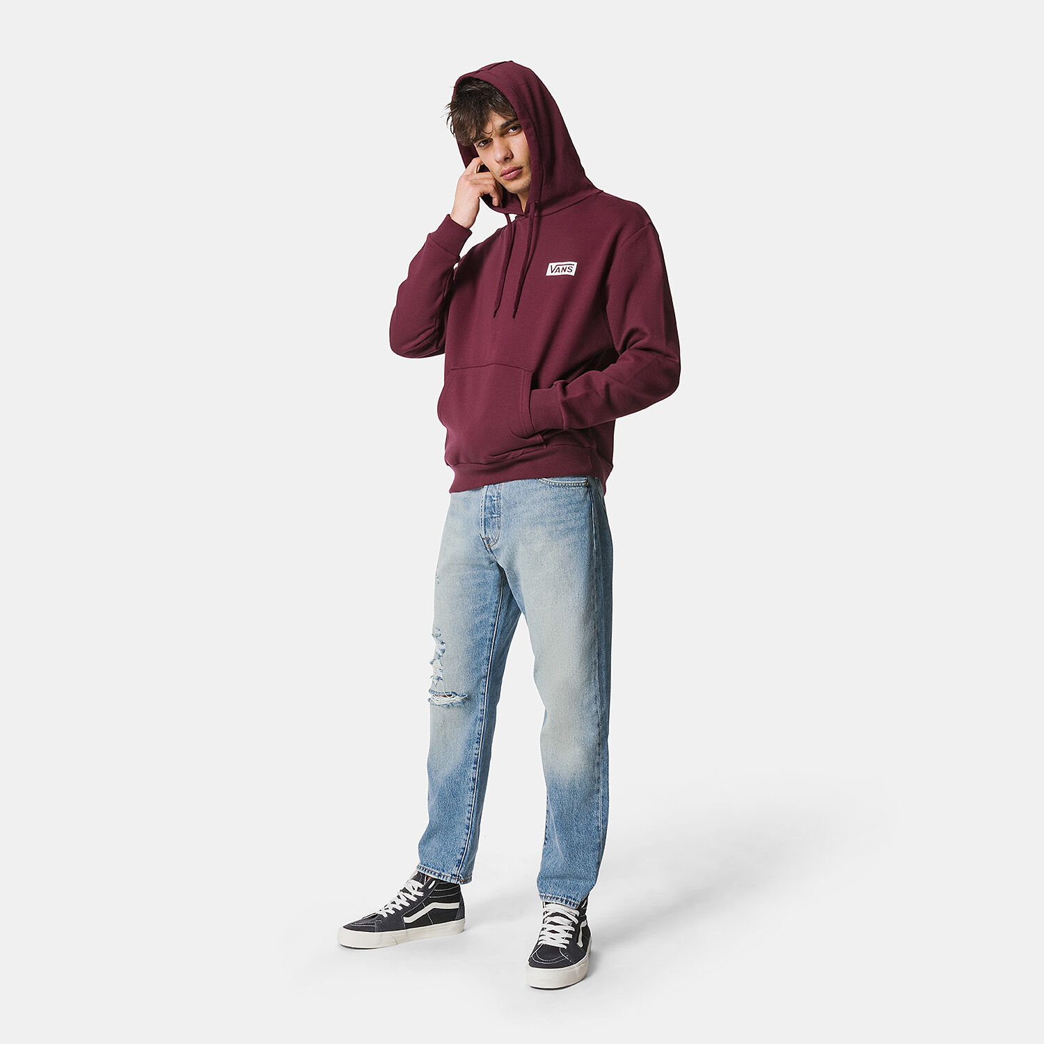 Felpa Vans Relaxed Fit bordeaux e bianca AW LAB