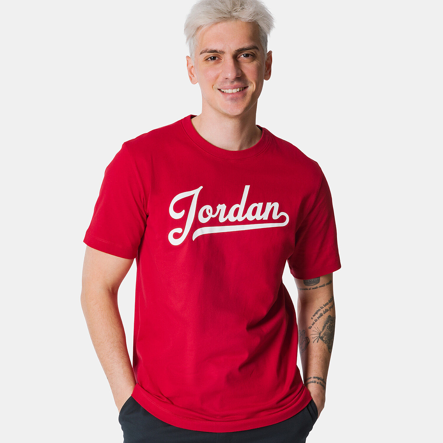 Red and white Jordan Flight MVP T shirt AW LAB