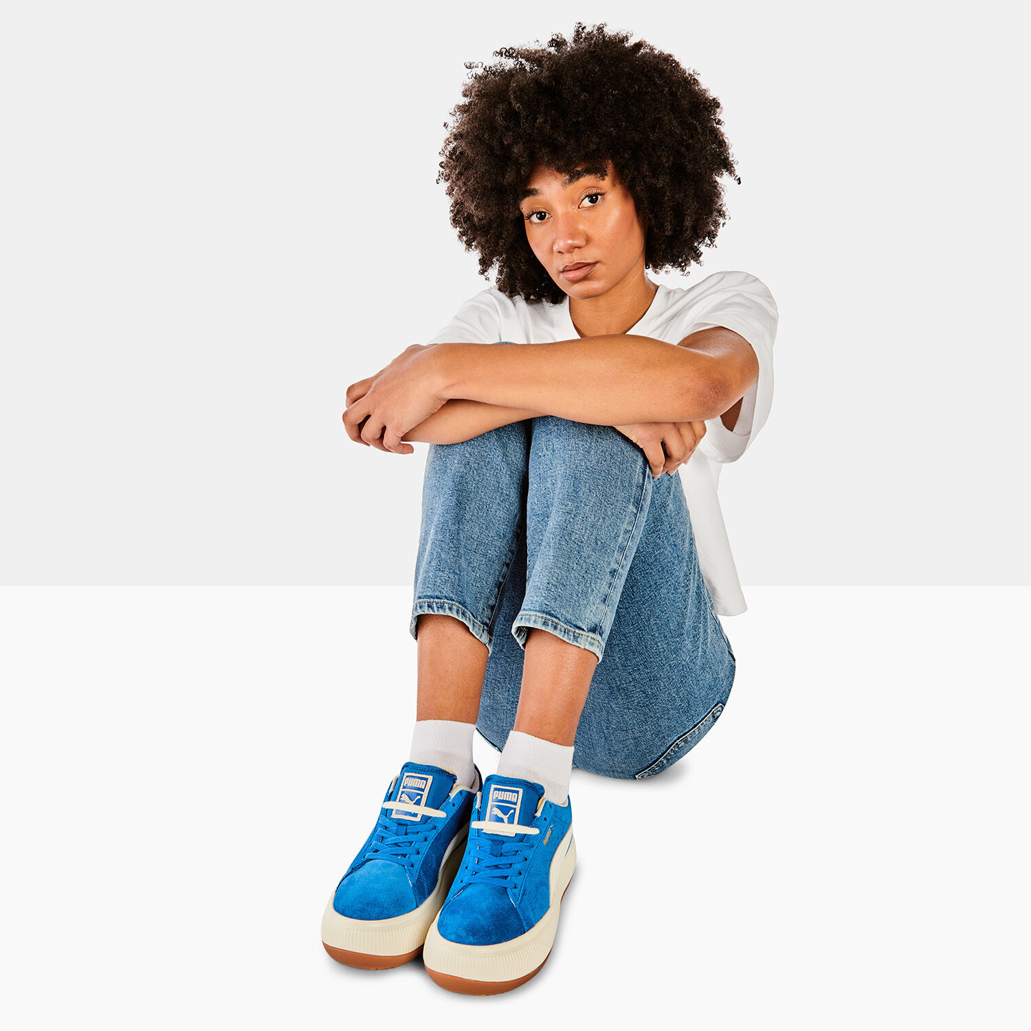 SNEAKERS PUMA SUEDE MAYU UP BLU BIANCA CUOIO DONNA AW LAB