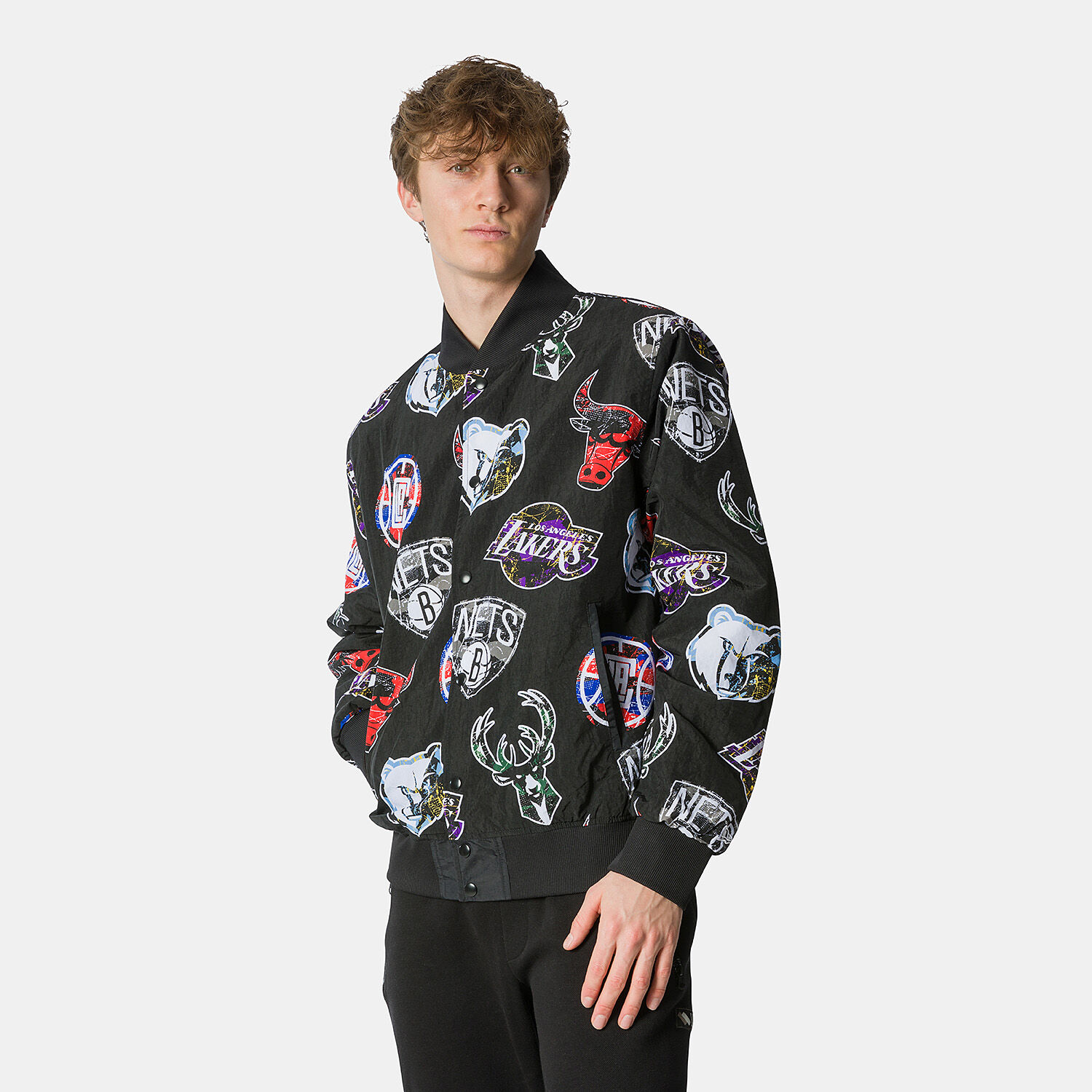 New era nba deals all over logo jacket