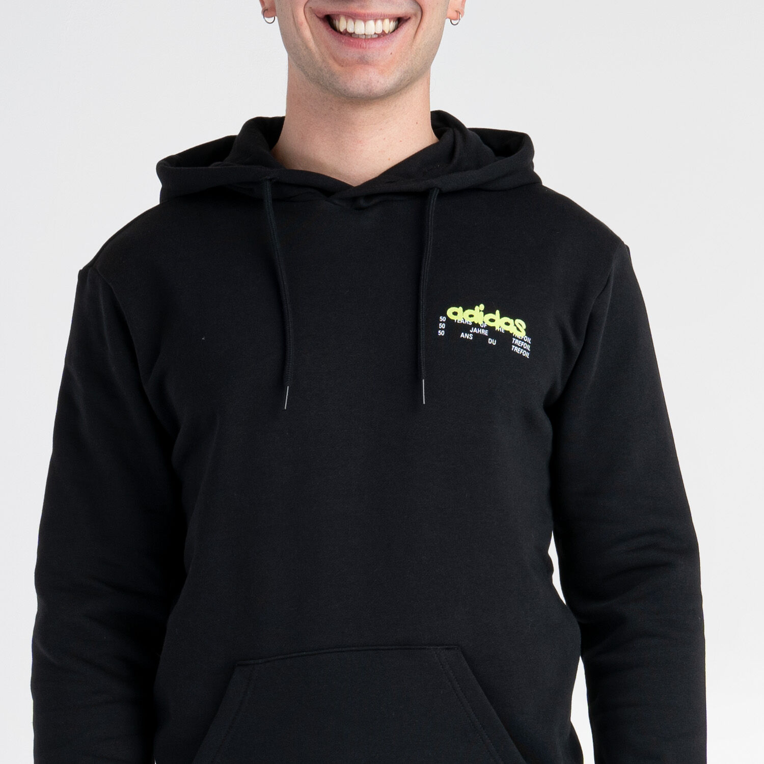 Adidas men's trefoil logo cheap graphic pouch pocket pullover hoodie