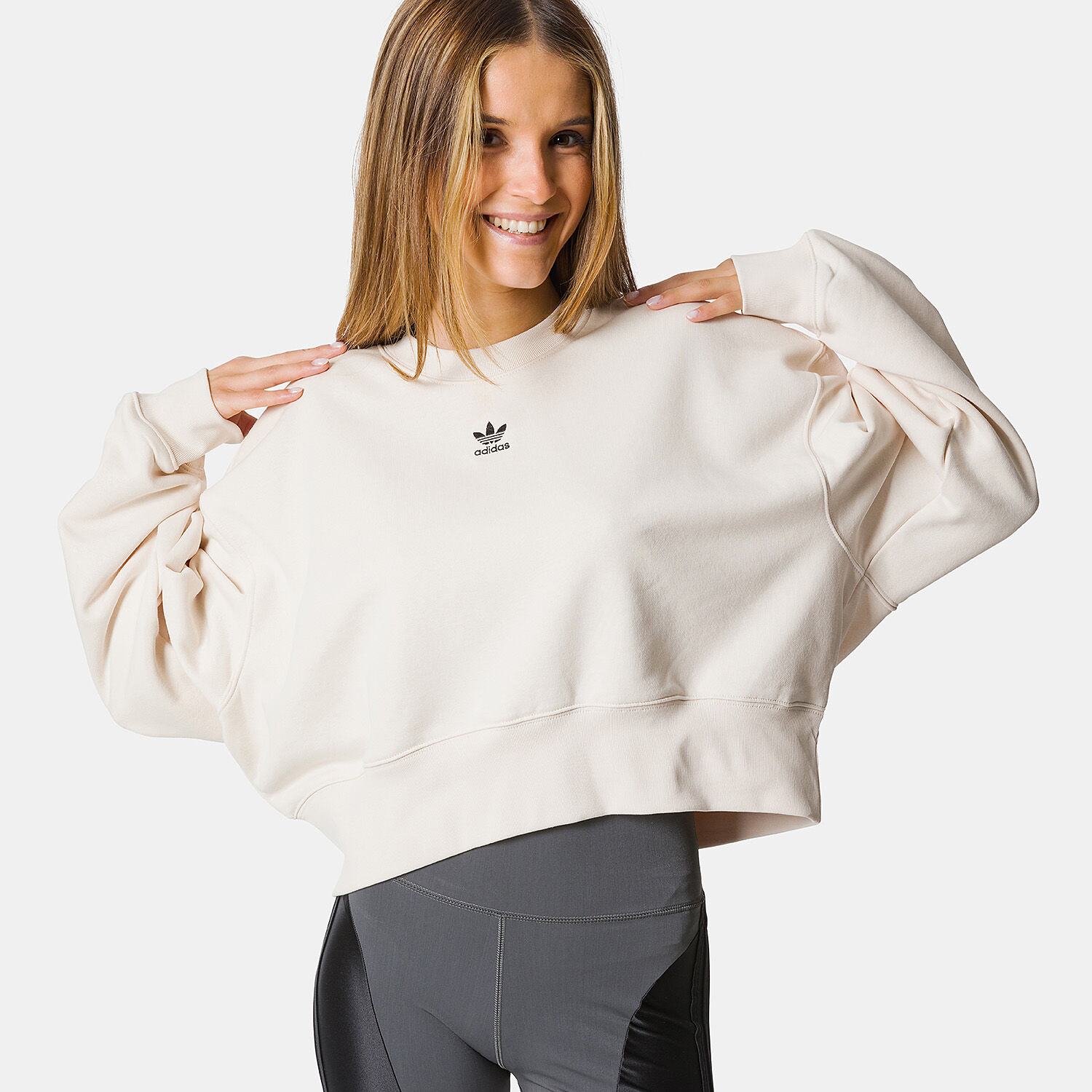 Beige adidas sweatshirt sales