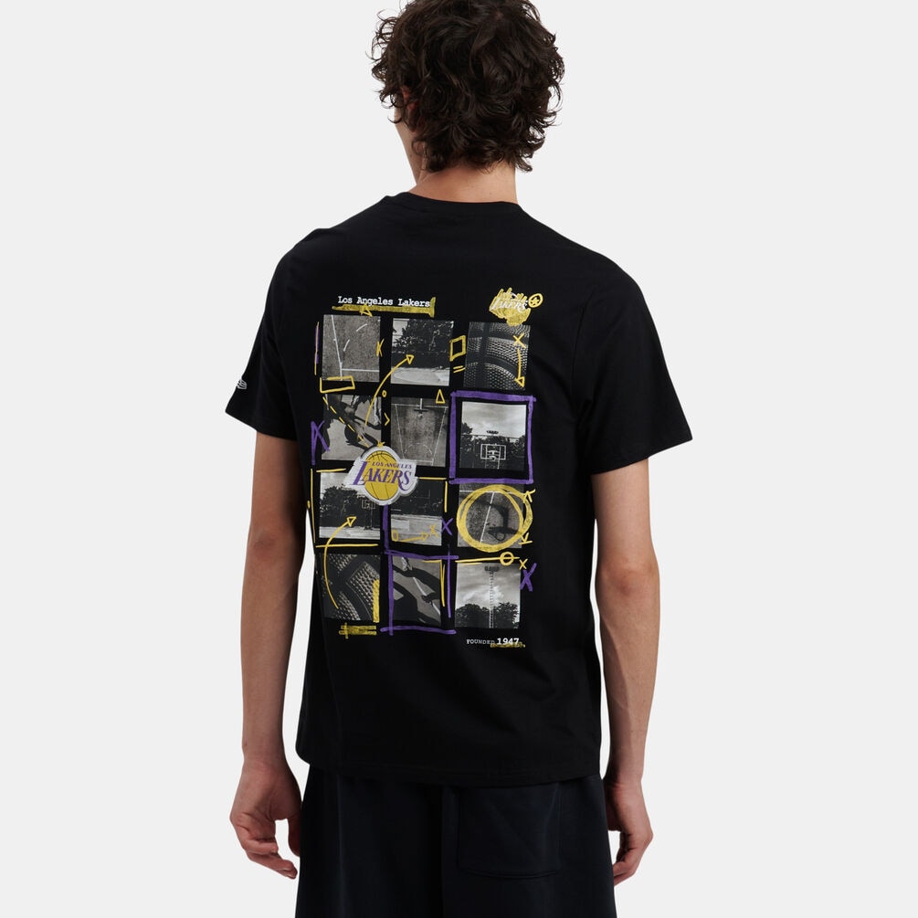 T-Shirt New Era LA Lakers NBA Photographic Print, black/yellow/purple