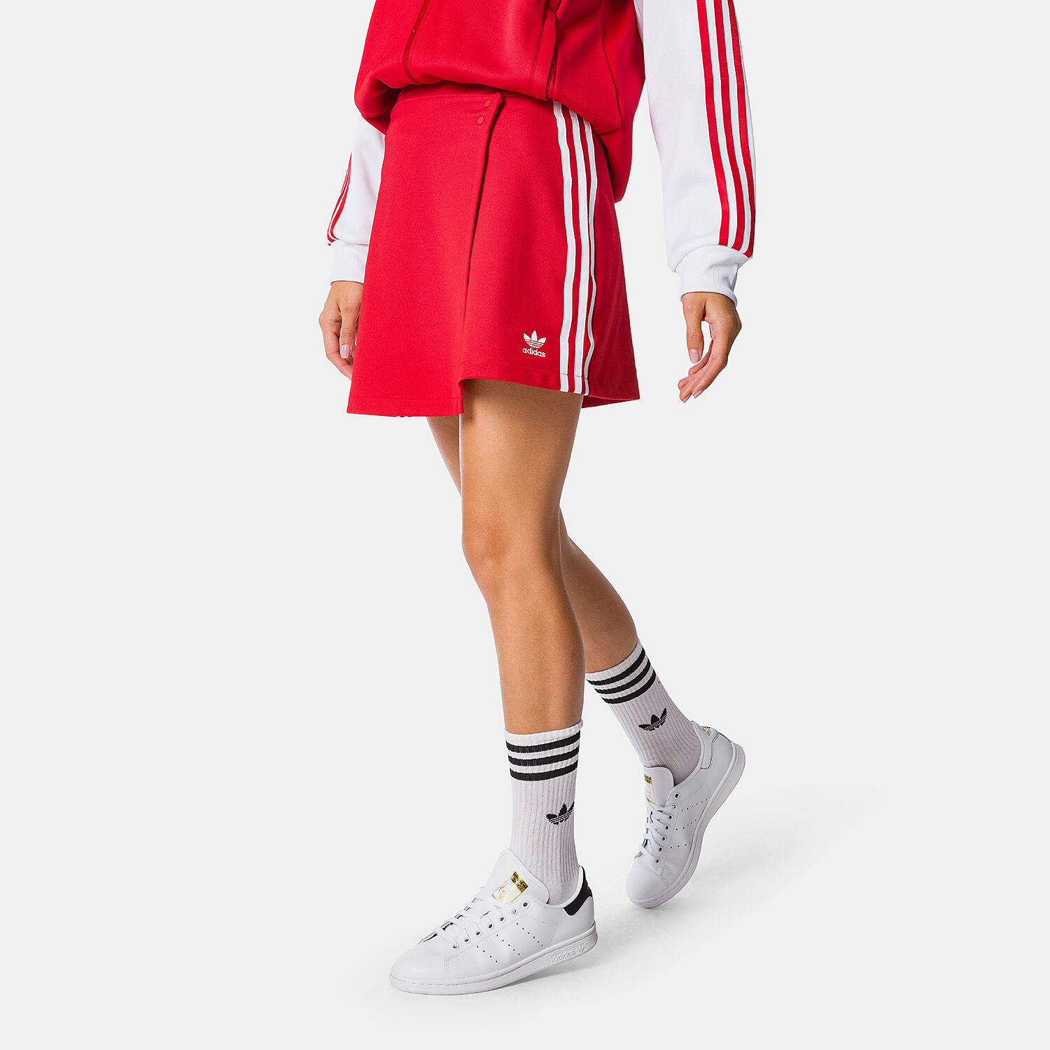Gonna adidas adicolor Classics 3 Stripes Short Wrapping rossa e