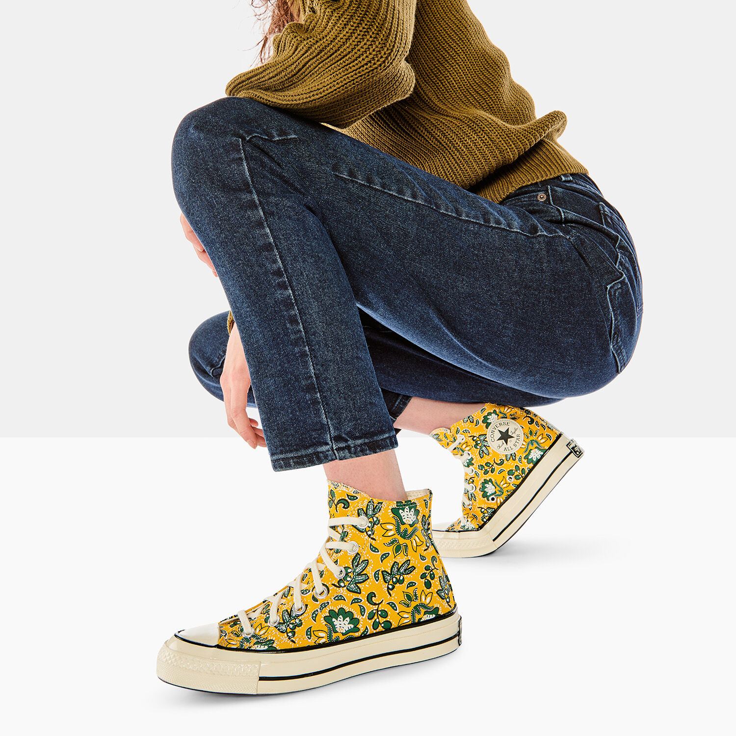 Yellow floral converse store