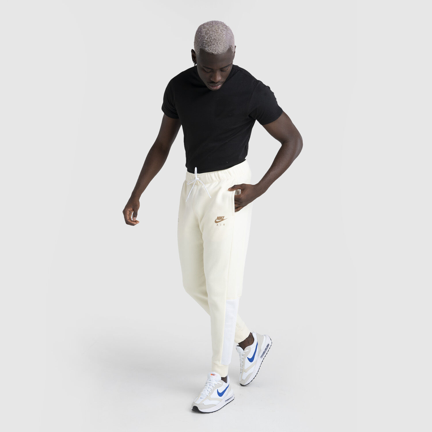 White and gold nike pants best sale