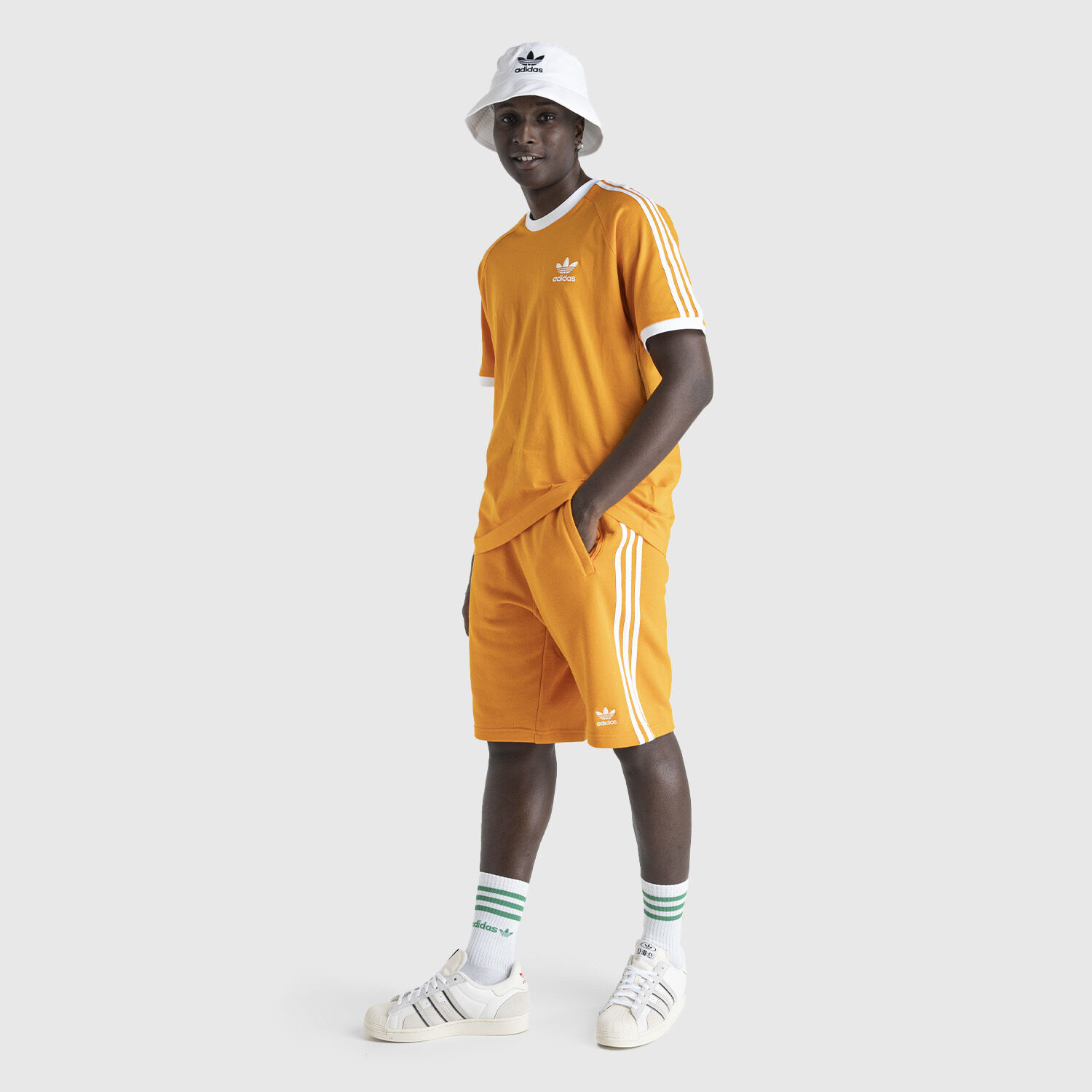 adidas 3 Stripes T shirt orange and white AW LAB