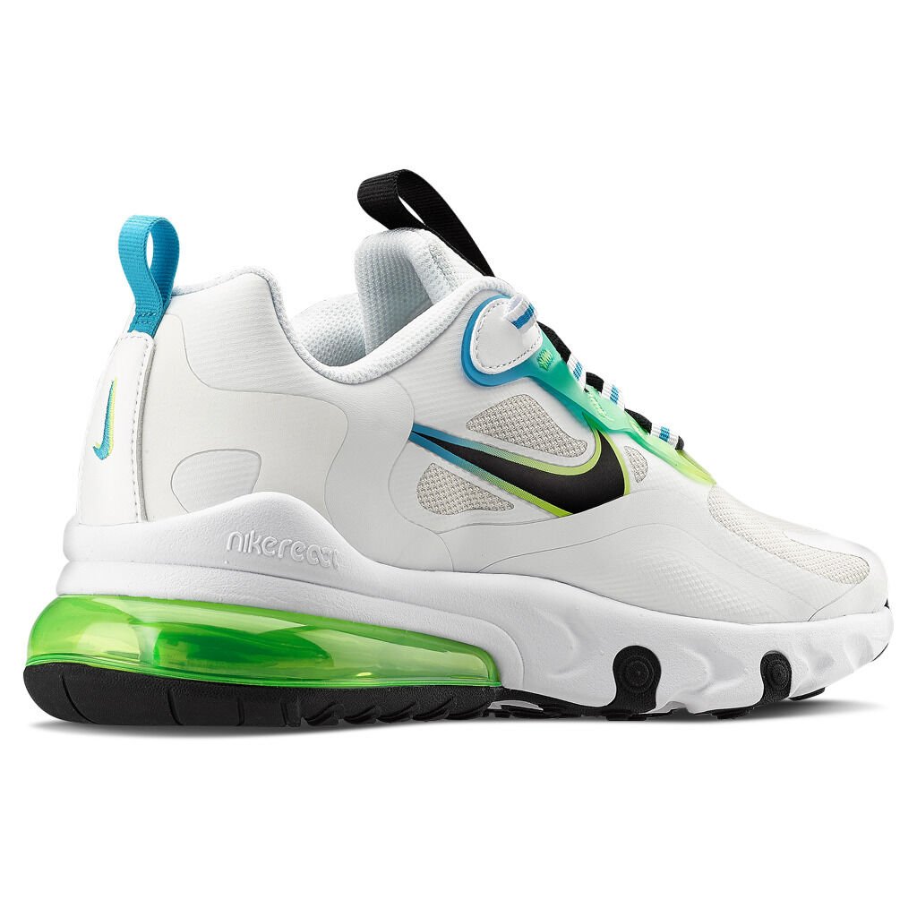 nike white green and blue air max 270 react sneakers