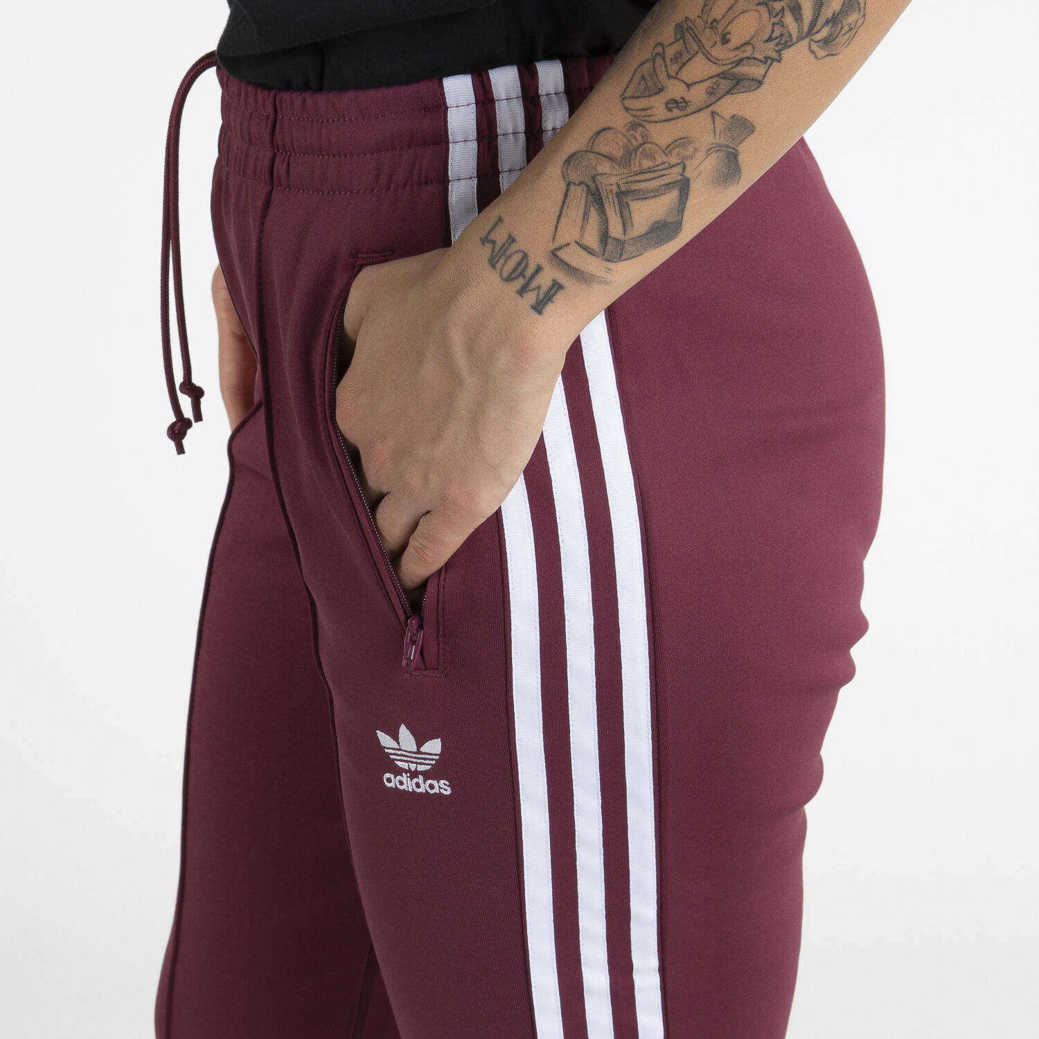 ADIDAS SST PRIMEBLUE WOMEN S TRACK PANTS BURGUNDY AW LAB
