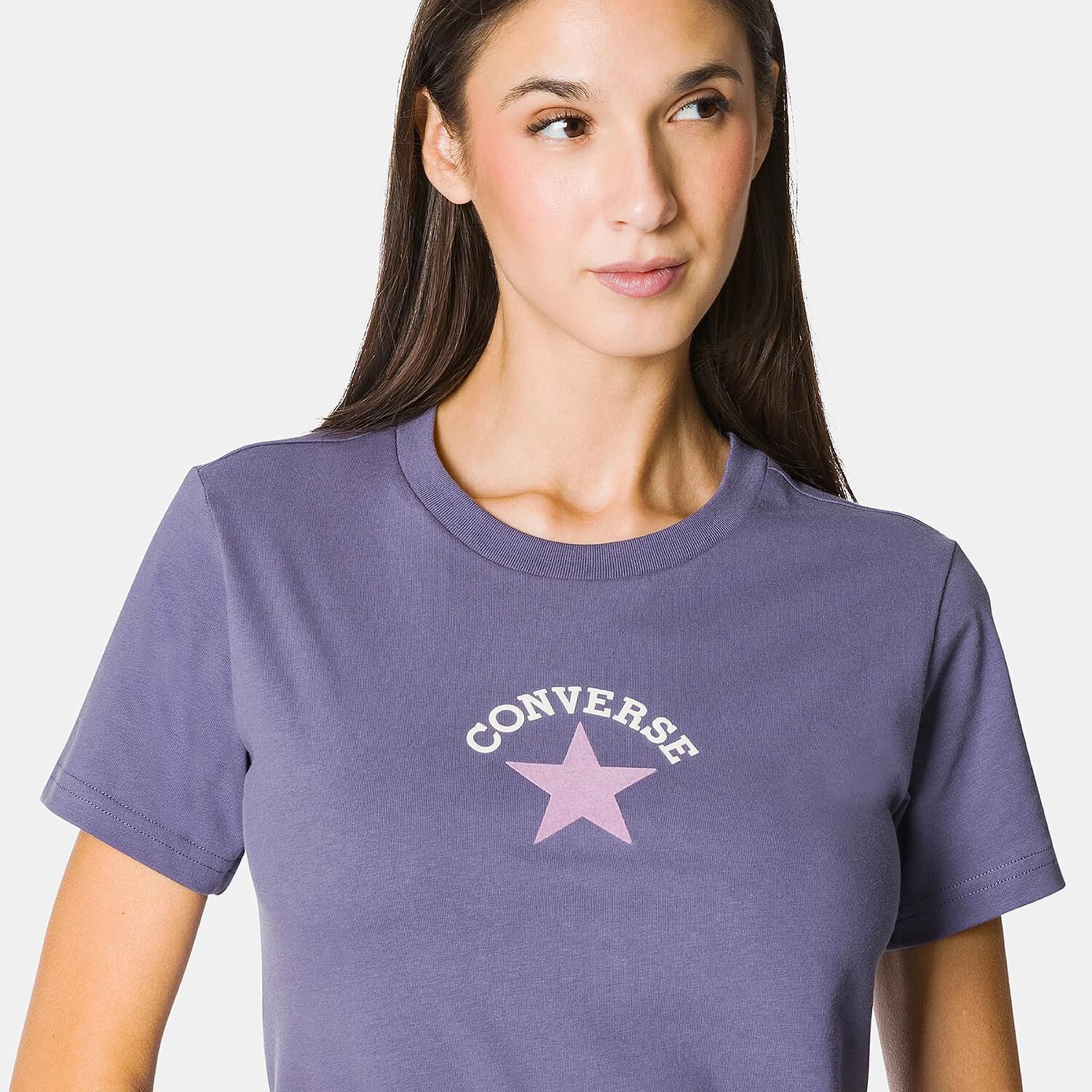 Converse t shirt womens purple deals