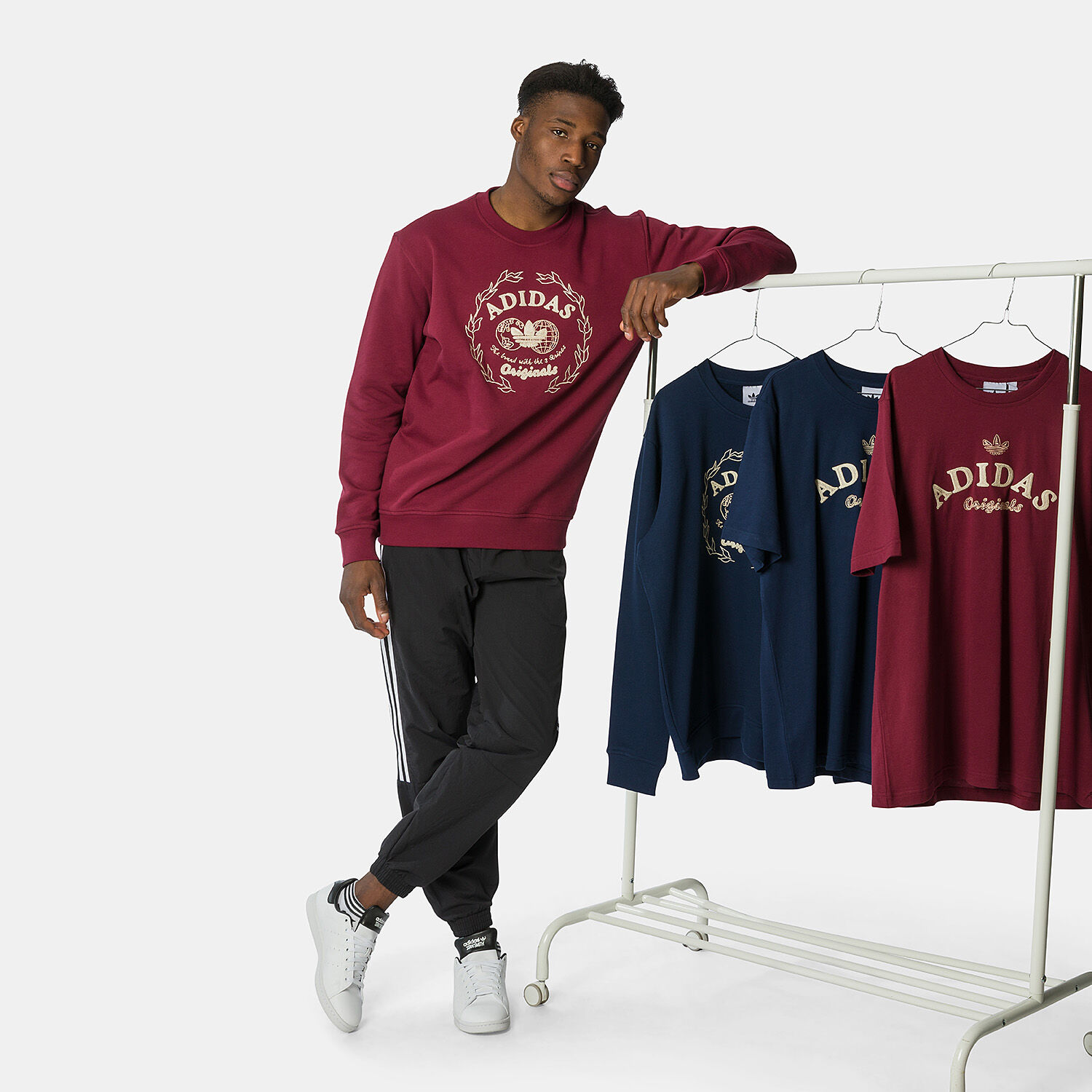 adidas Graphics Archive Crew sweatshirt burgundy and beige AW LAB