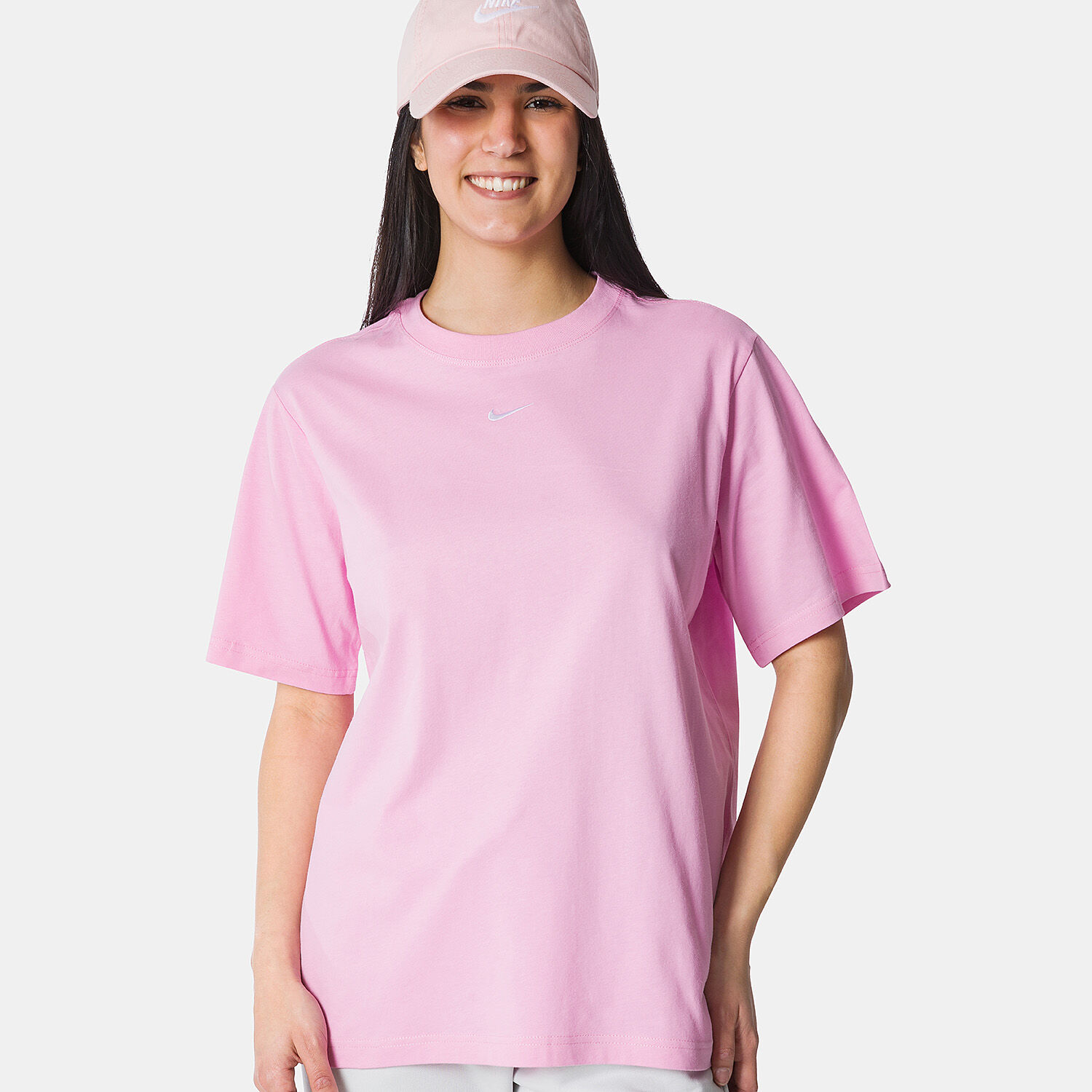 Nike Sportswear Essentials Low Brand pink and white T shirt AW LAB
