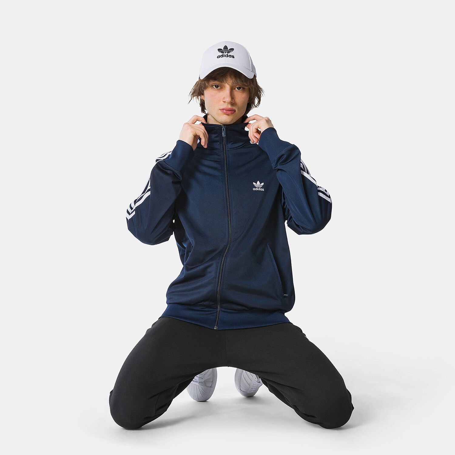 Felpa con zip adidas Track top adicolor Classics Firebird blue and white AW LAB