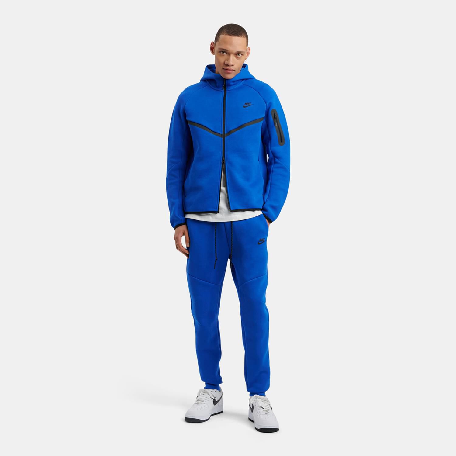 Blue and Black Nike Sportswear Tech Fleece Windrunner Zip