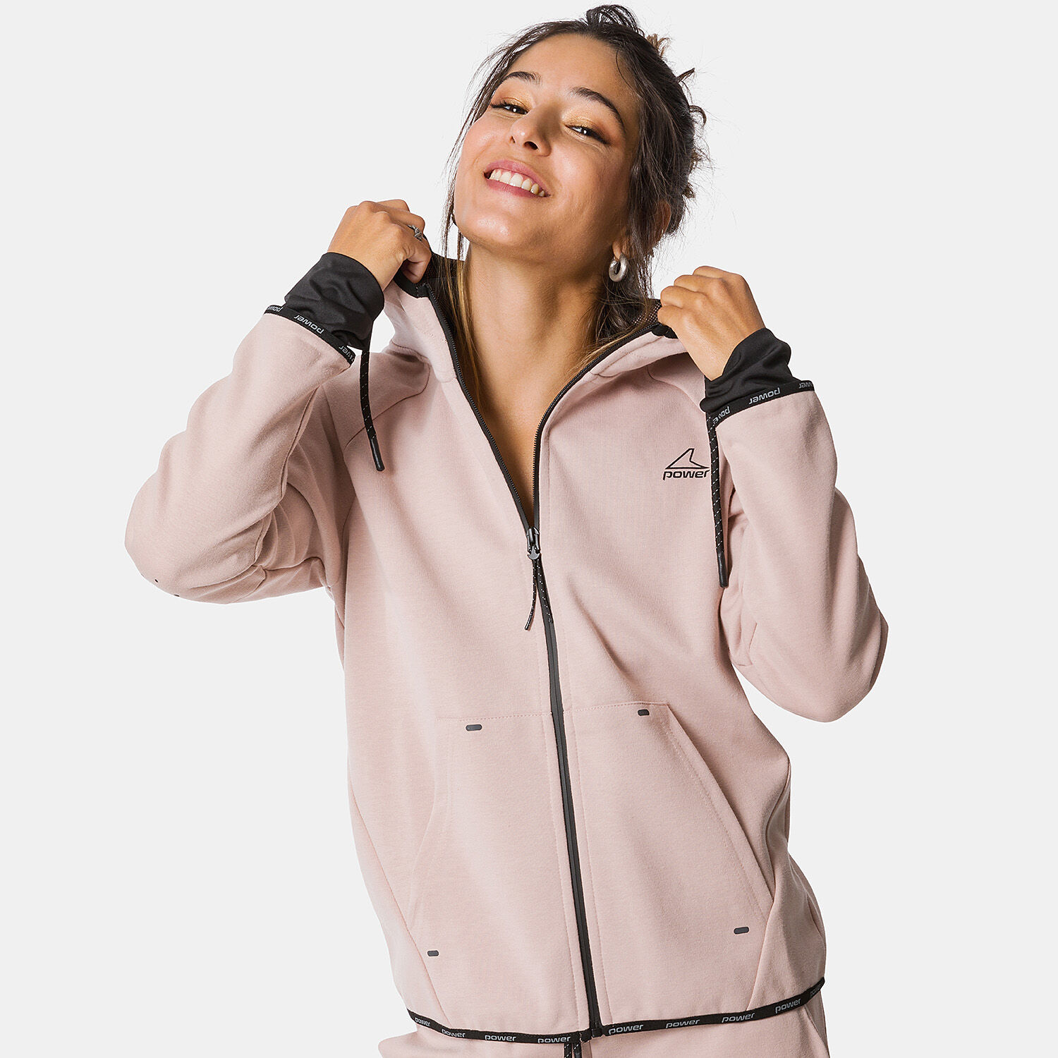 Power Tech Full zip Hoodie black and pink AW LAB
