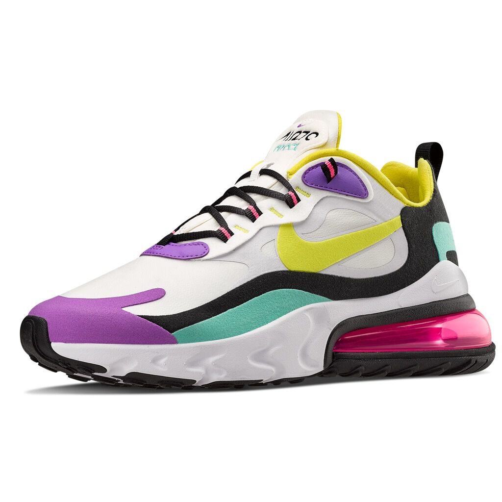 nike react purple and yellow