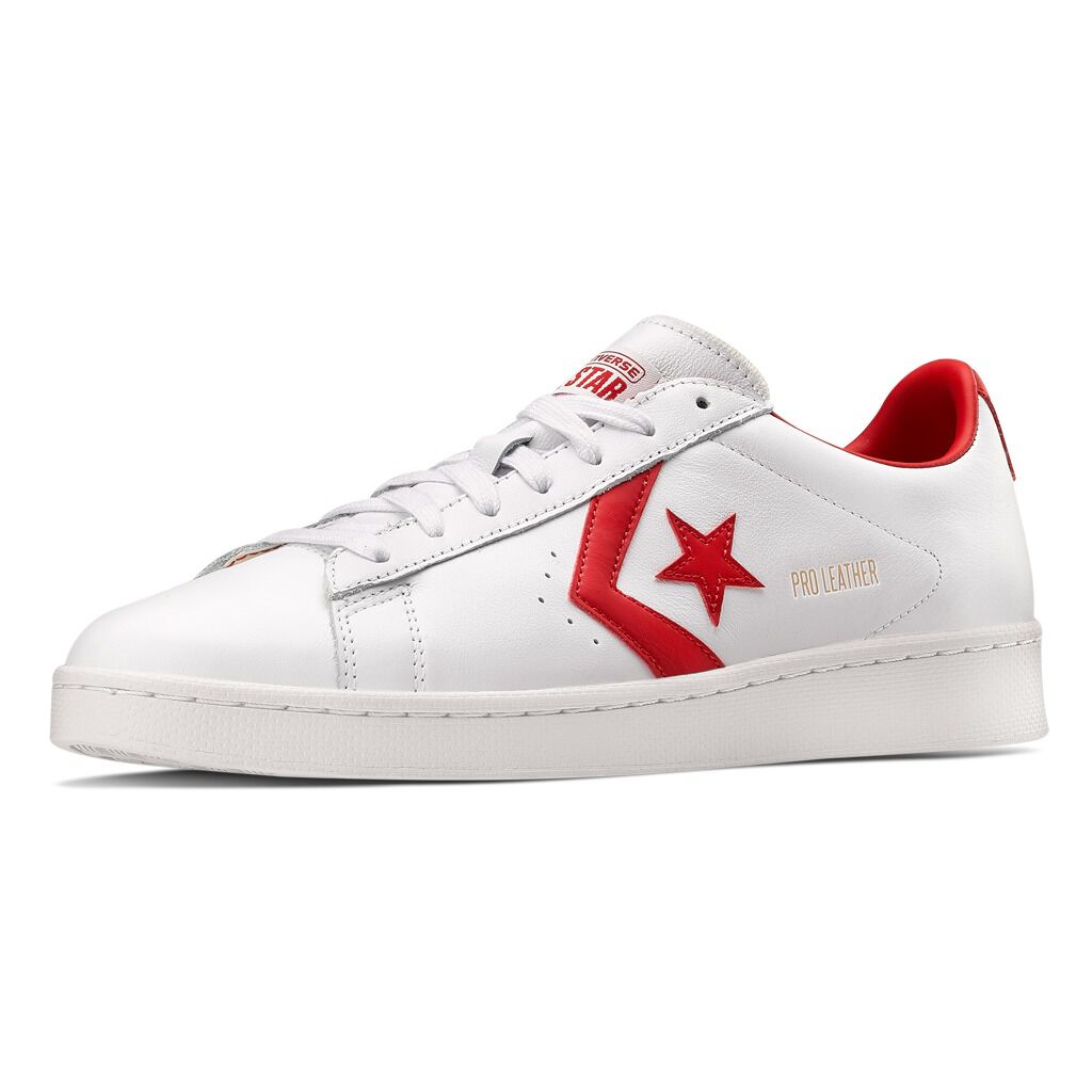 White and red leather converse online