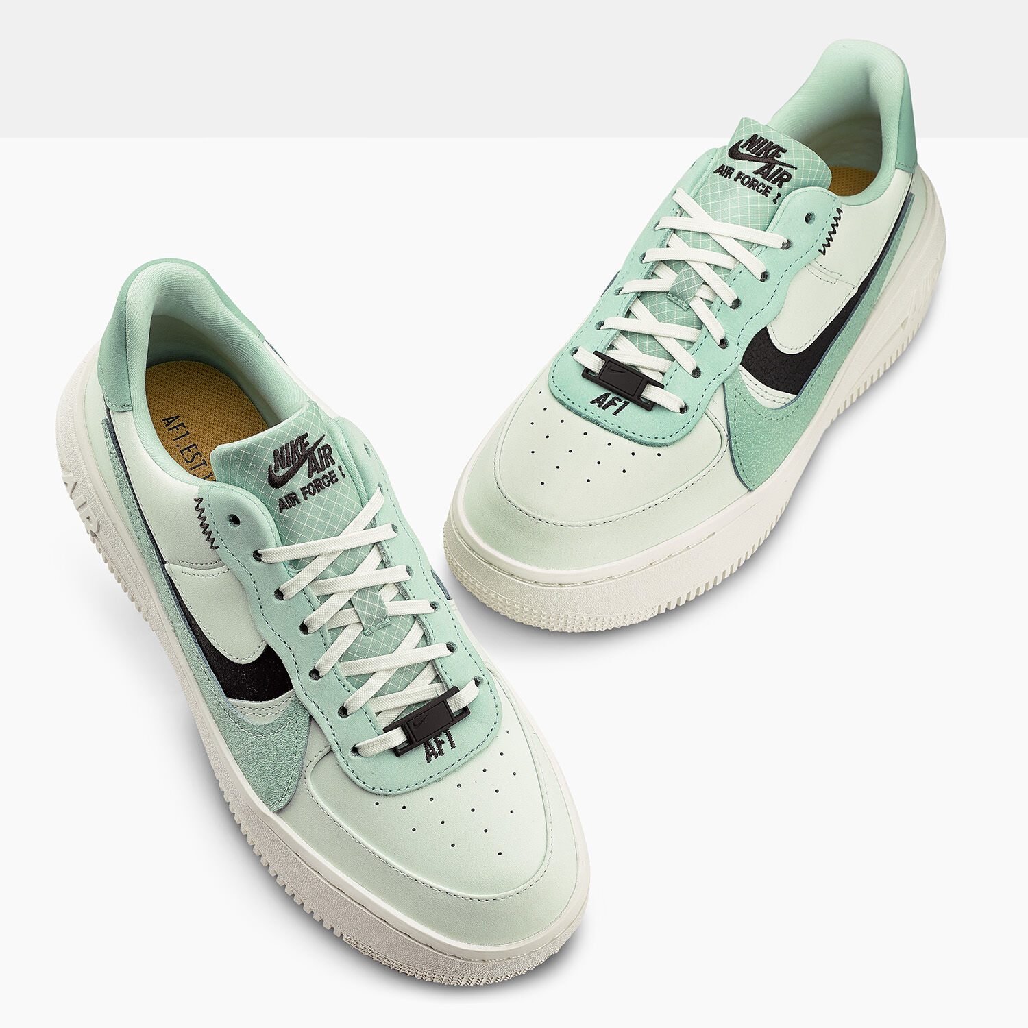 Nike Air Force 1 PLT.AF.ORM black white and green AW LAB