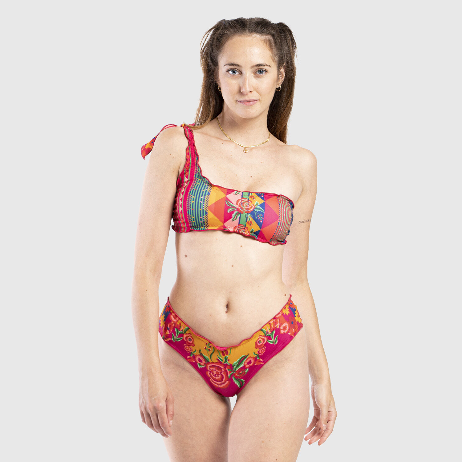 Fila colour block best sale bandeau bikini top