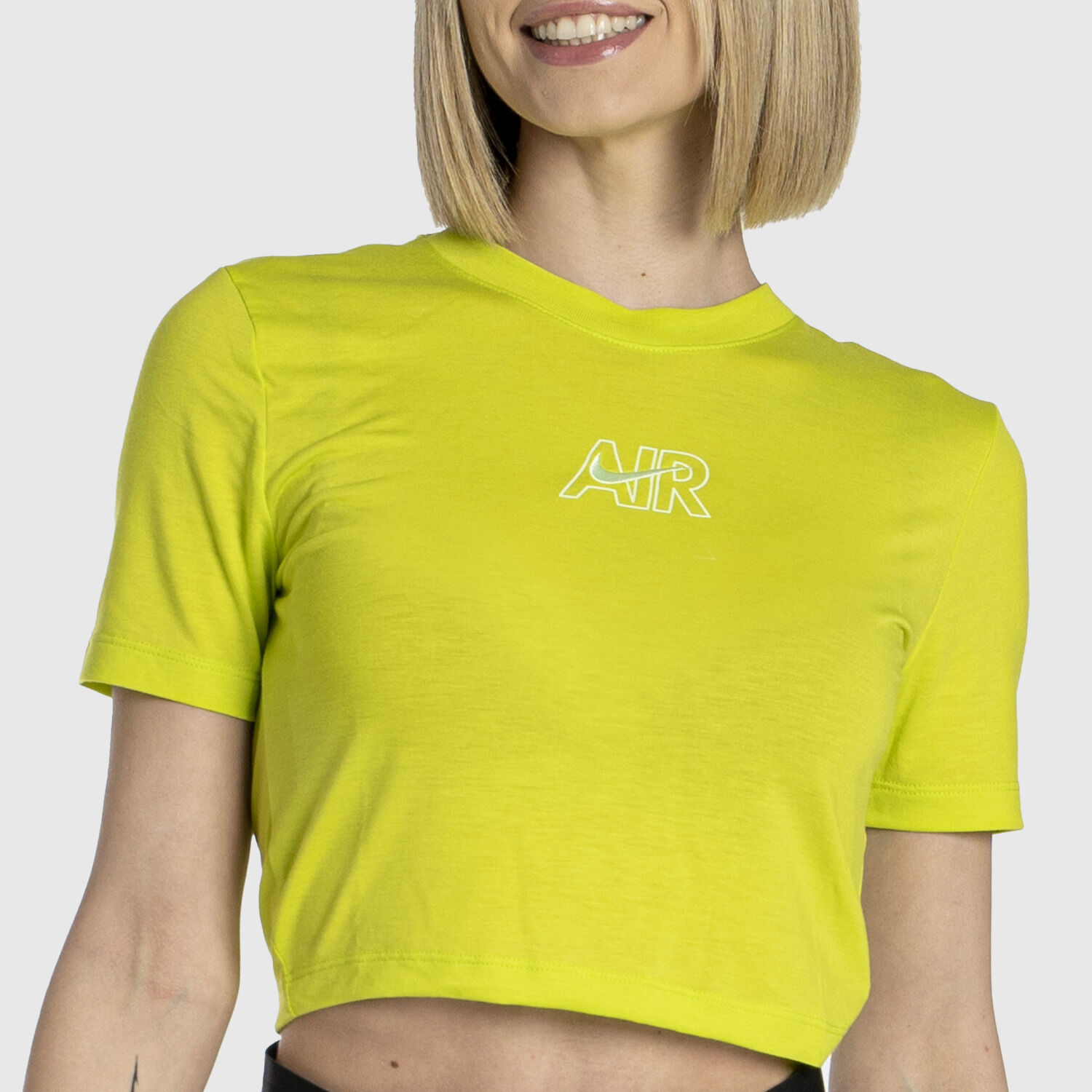 Nike crop top yellow on sale