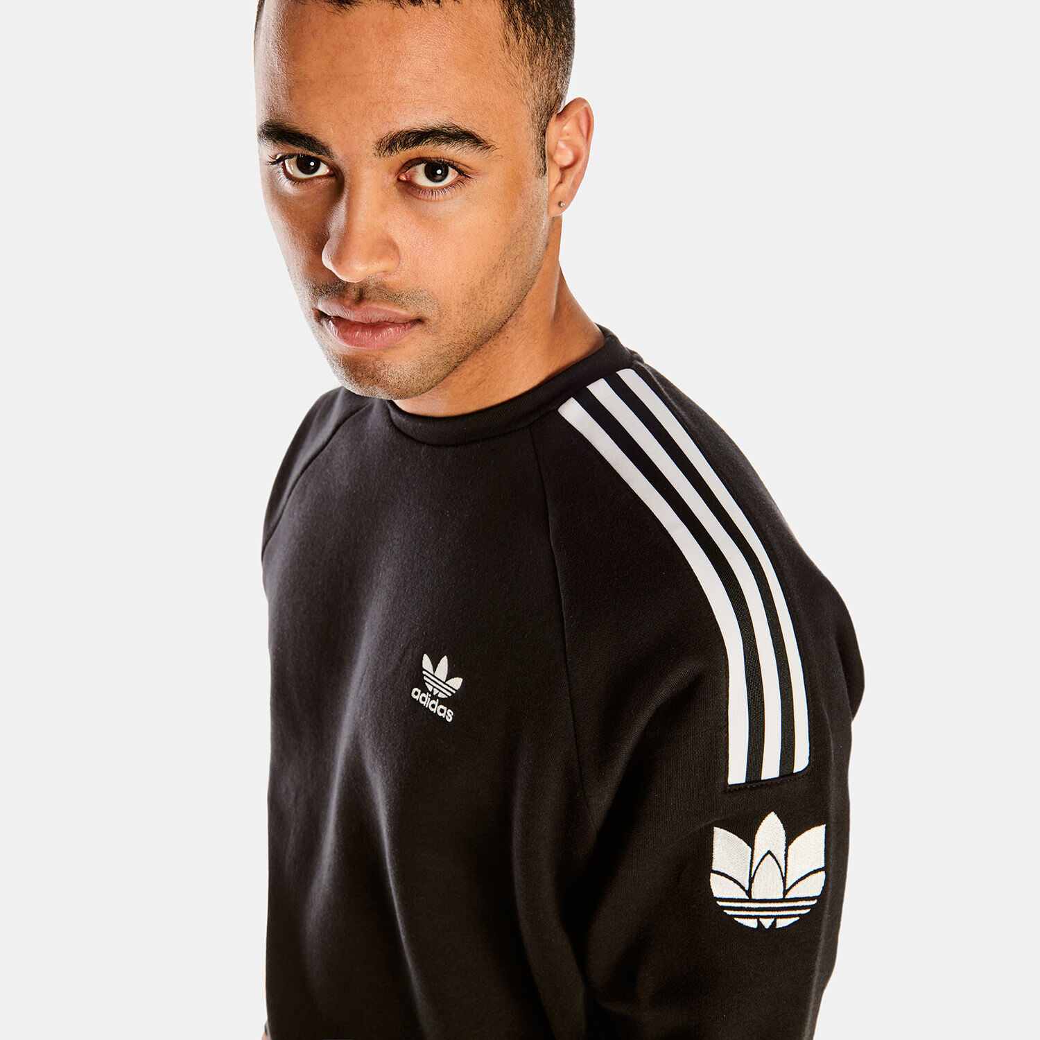 Adidas men's originals sales 3d trefoil crewneck sweatshirt