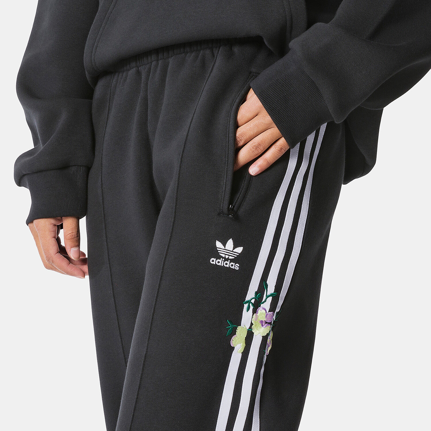 adidas Embroidered Flower pants black and white AW LAB