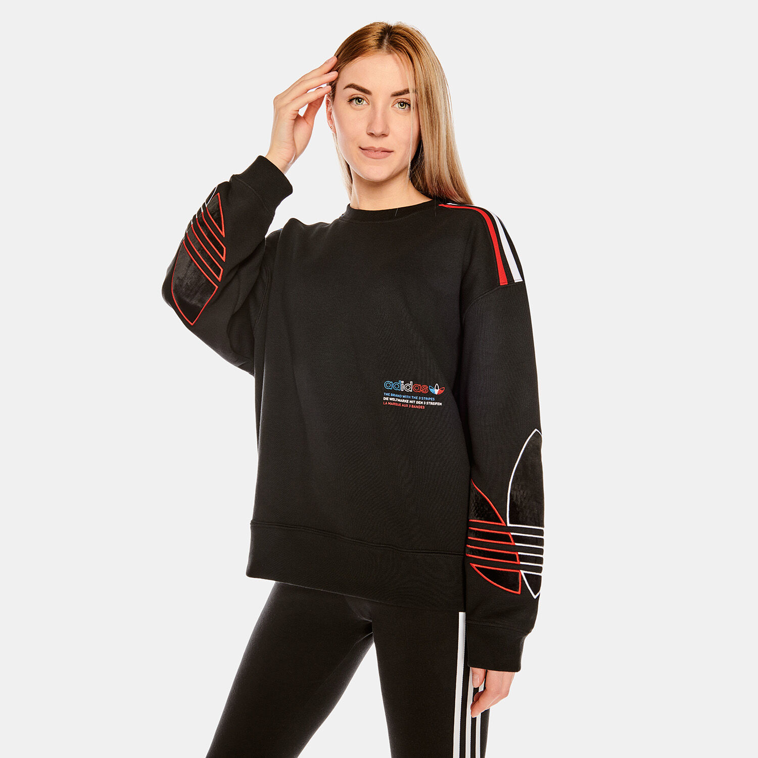 Adidas tri color sweatshirt sale