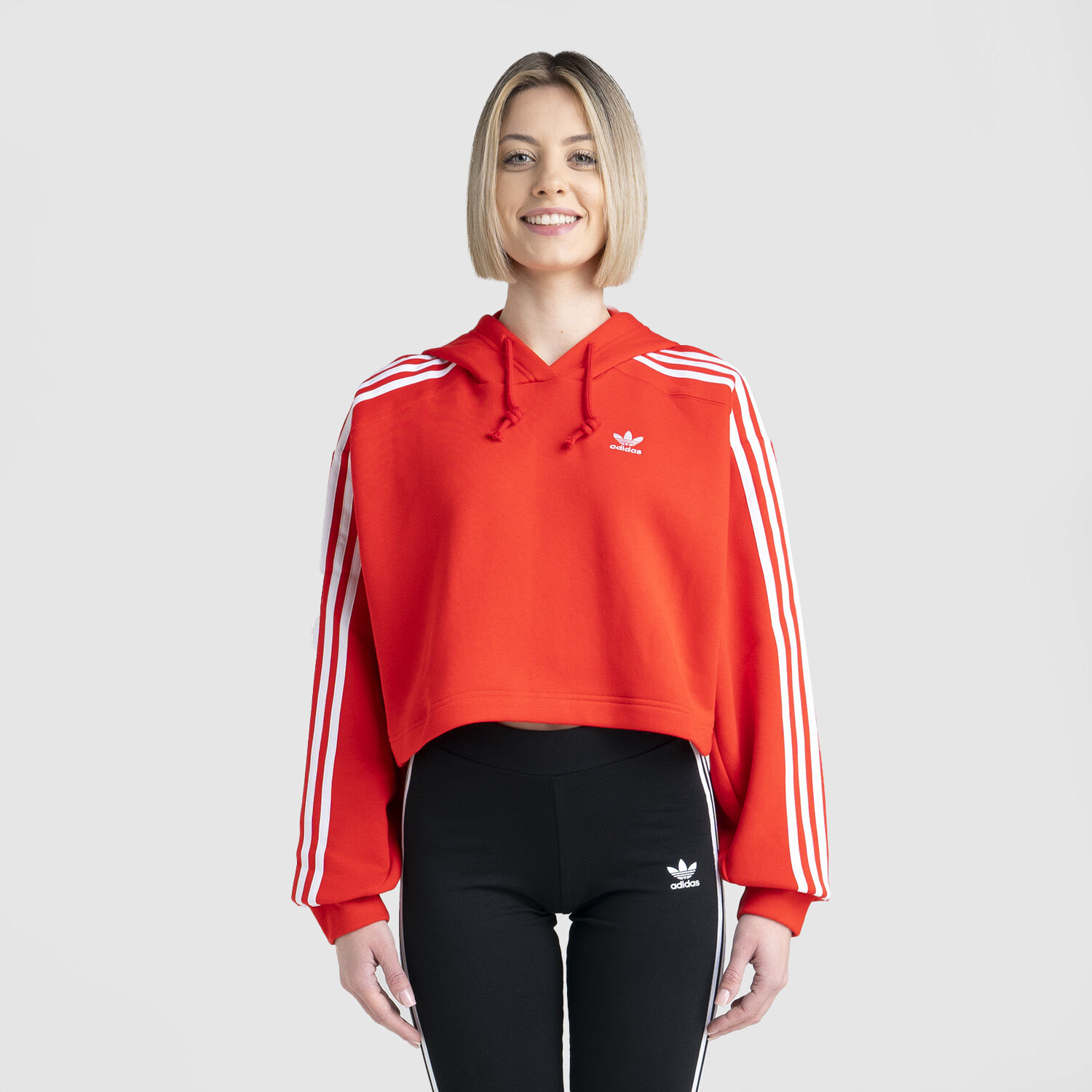 Adidas crop sale hoodie red