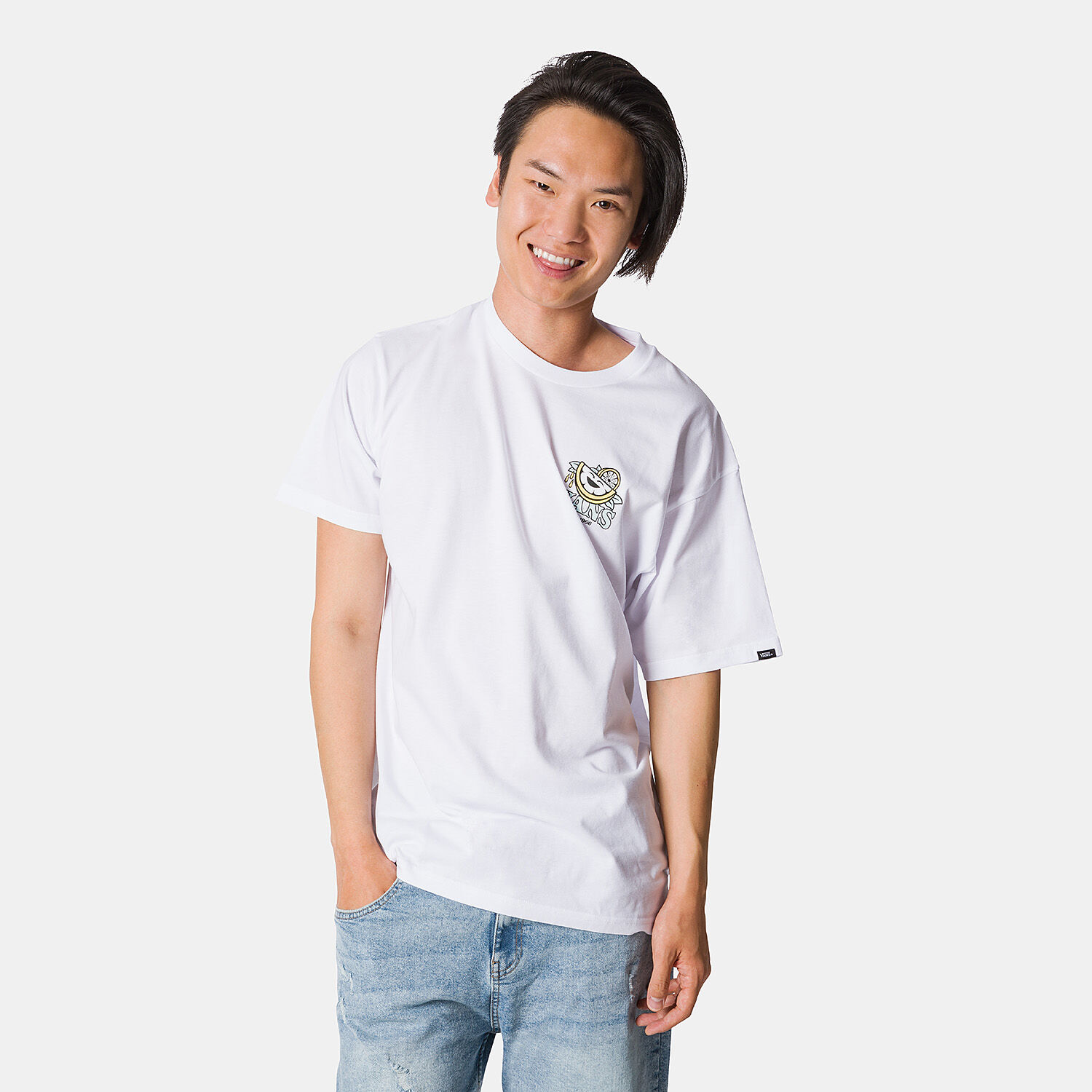 Blue and white vans shirt hot sale