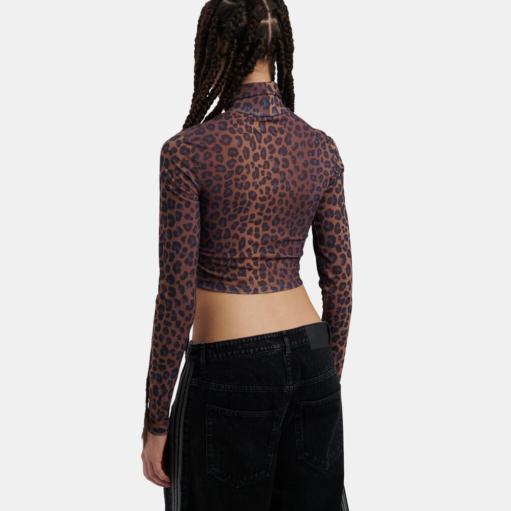 adidas Long Sleeve Leopard T-shirt, brown/animal print