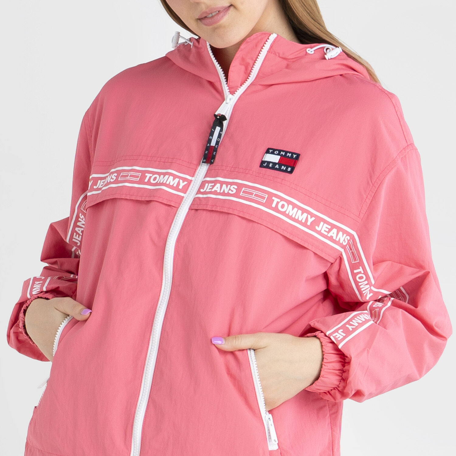 Pink tommy hilfiger outlet windbreaker