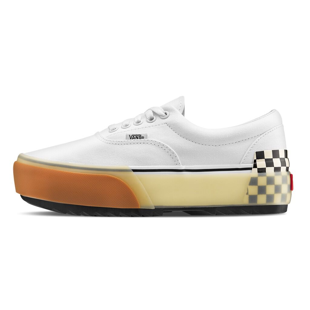 Vans era stacked deals white trainers