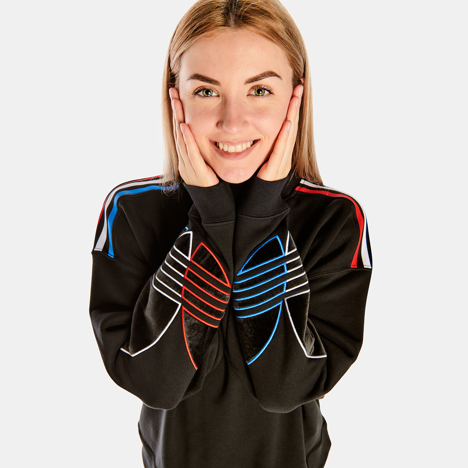 adidas Adicolor Tricolor Trefoil Velvet Sweatshirt black AW LAB