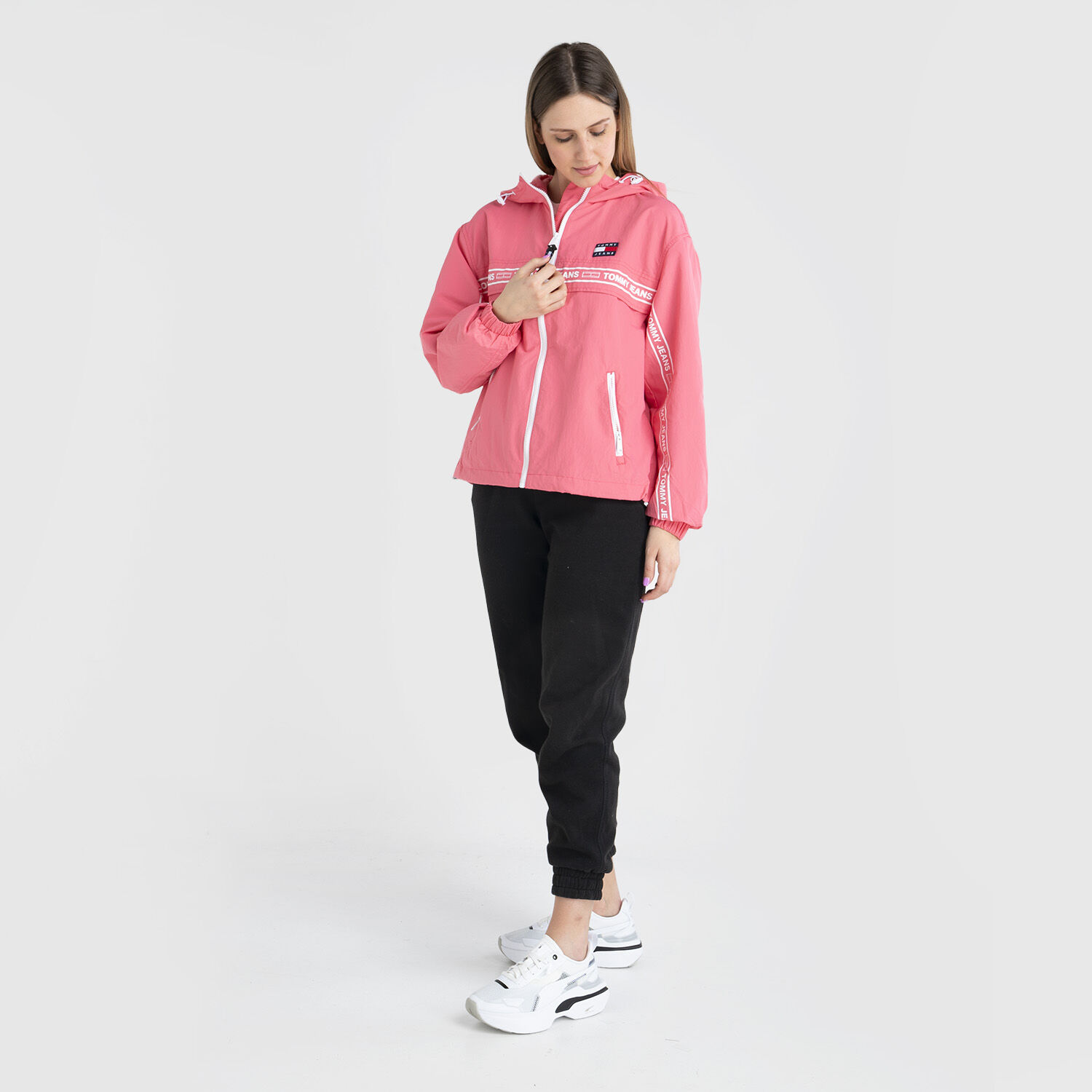 Tommy hilfiger hooded discount nylon tape jacket