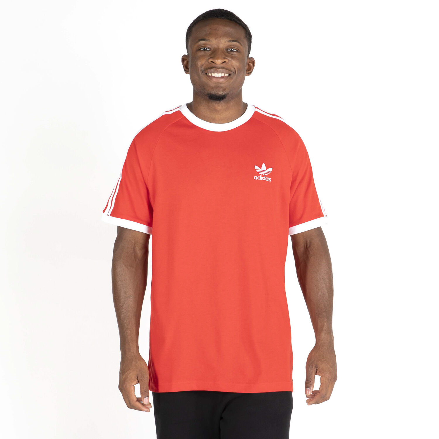 Adidas 3 stripes tee red sale
